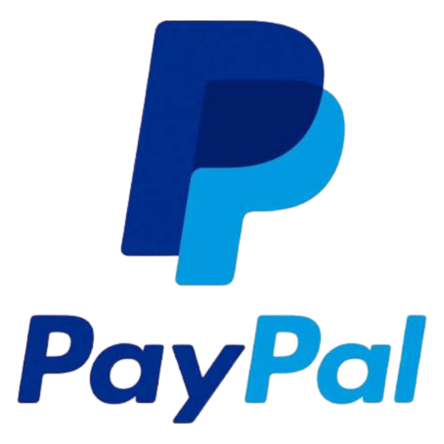 PayPal logo with a stylized dark and light blue 'P' symbol and the words 'PayPal' below in blue text.