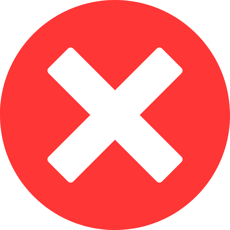 A red circle with a black 'X' in the center.