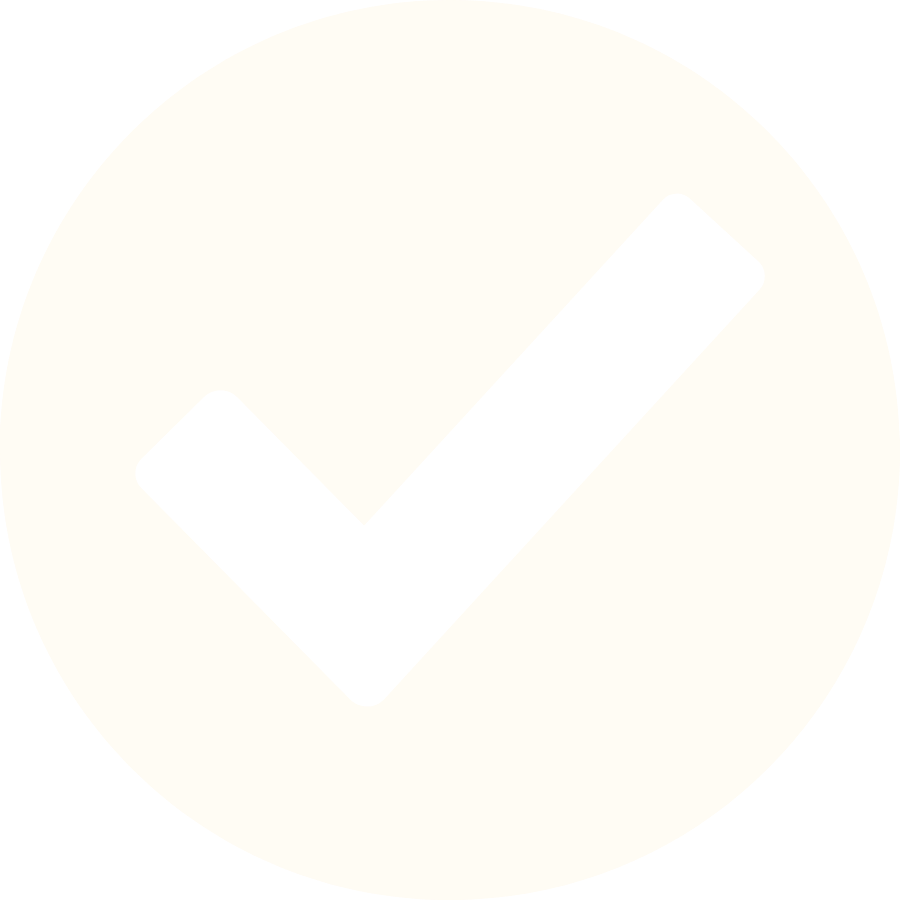 A black check mark inside a white circle against a black background.
