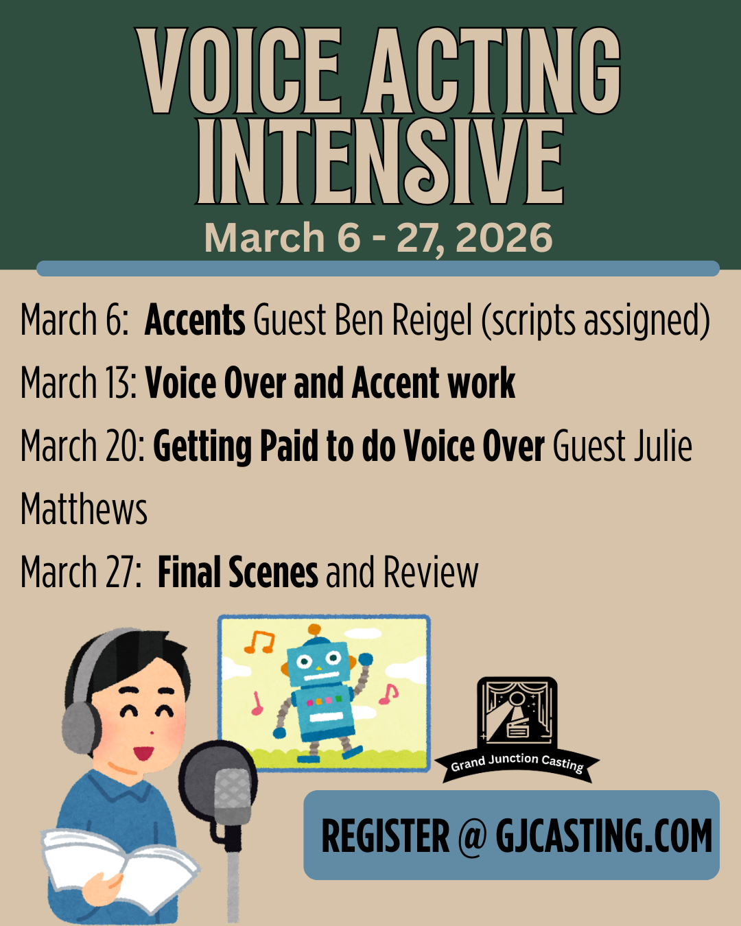 Voice Over: March 13 