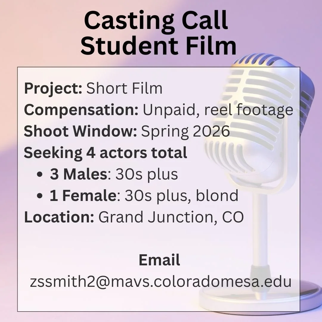 Photo with the info on the audition for a student fil,