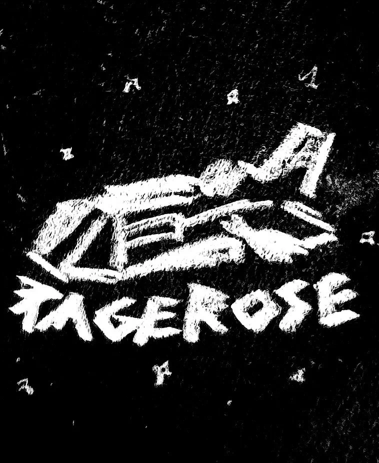 Dessin en blanc sur fond noir représentant une maison, avec le texte 'TARGET ROSE' en dessous.