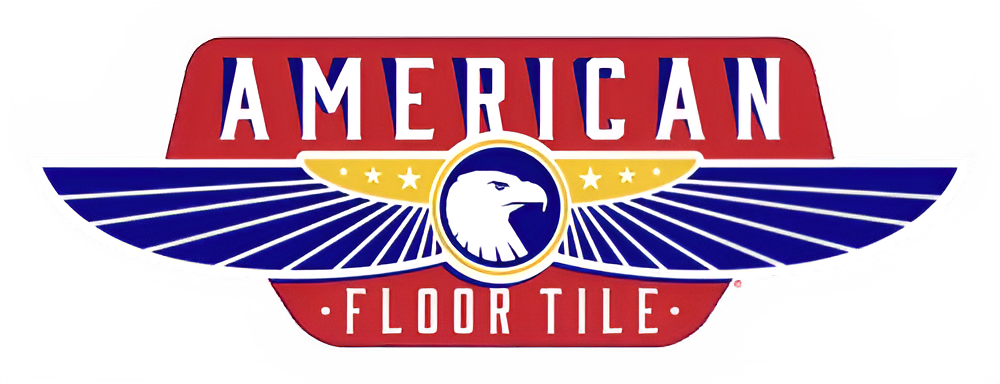 American Floor Tile logo with red, white, blue, and gold colors, featuring a bald eagle's head in the center.