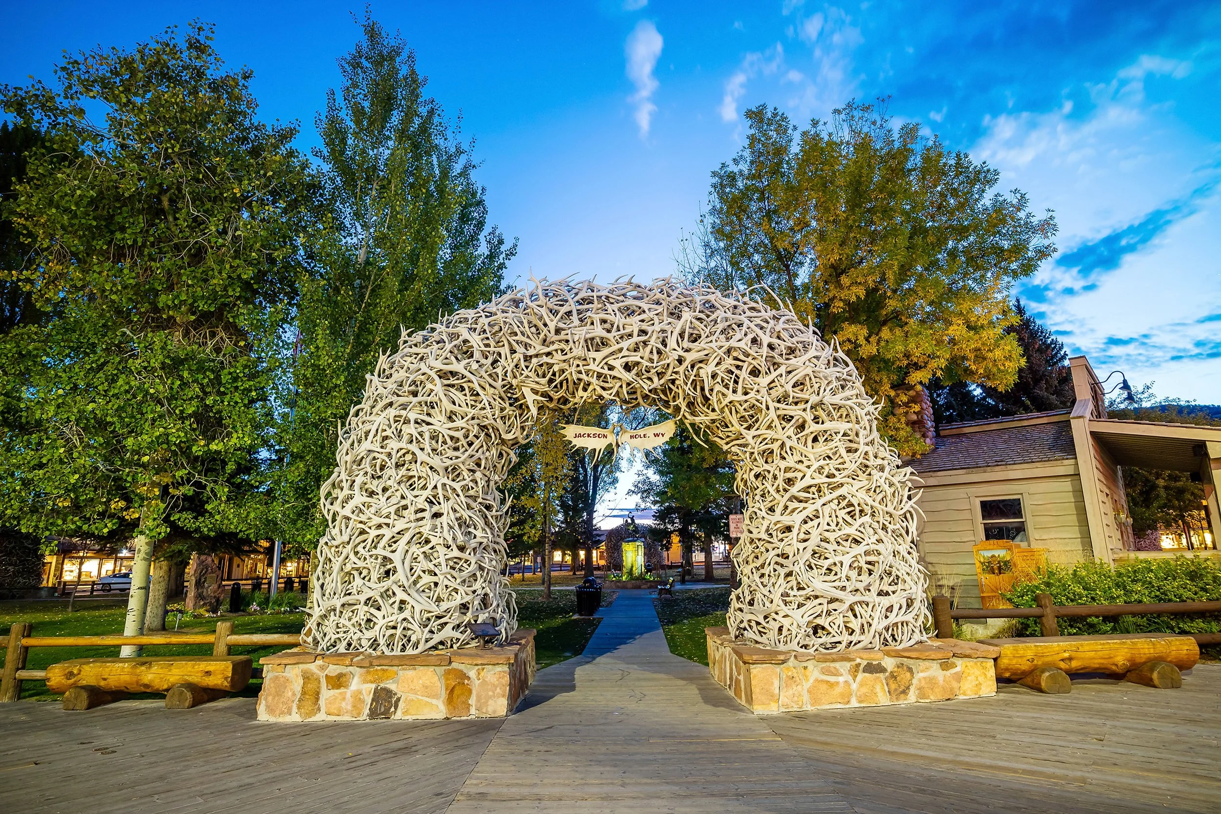 Elk antler arch in Jackson Hole, Wyoming
