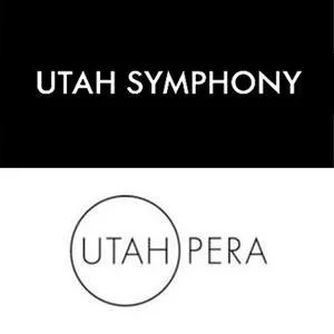 Design with 'UTAH SYMPHONY' text at the top, and a logo with 'UTAH PERA' inside a circle at the bottom.