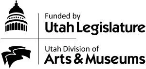 Logo with text, funded by Utah Legislature and Utah Division of Arts & Museums.