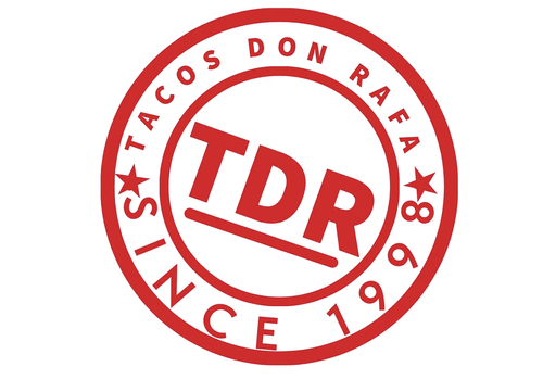 Red and white circular logo with the text "TDR" in the center and "Special Tacos Don Rafa Ince 1986" around the perimeter.