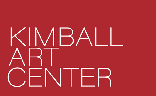 Red background with white text reading 'Kimball Art Center'.