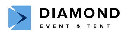 Diamond Event & Tent logo with a blue square and arrow icon.