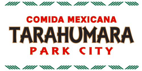 Sign reading "Comida Mexicana Tarahumara Park City" with decorative green borders.