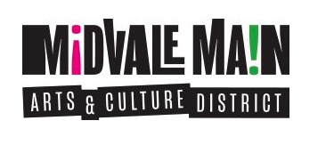 Logo of Midvale Main Arts & Culture District with stylized text