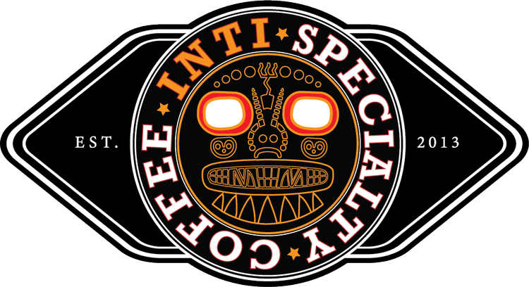 A logo with a stylized skull face in the center, surrounded by the words 'Coffee Inti Speciality' and 'Established 2013'.