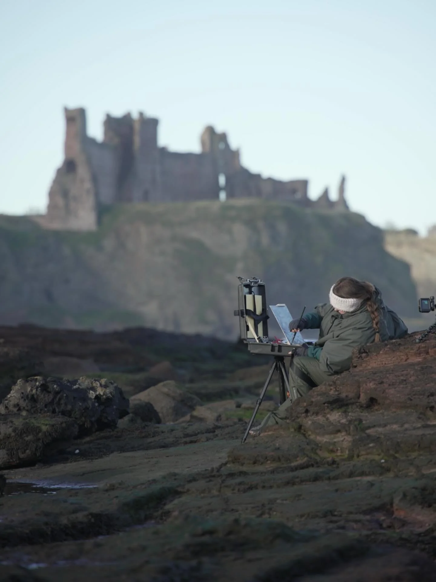 Is it more complicated to haul your painting supplies to another country, down a hillside in the dark, drive an hour, down a 1/4 mile of sandy beach and rock, to paint? Yes.  Do I recommend it?  One THOUSAND percent.  It feels like memory making in a