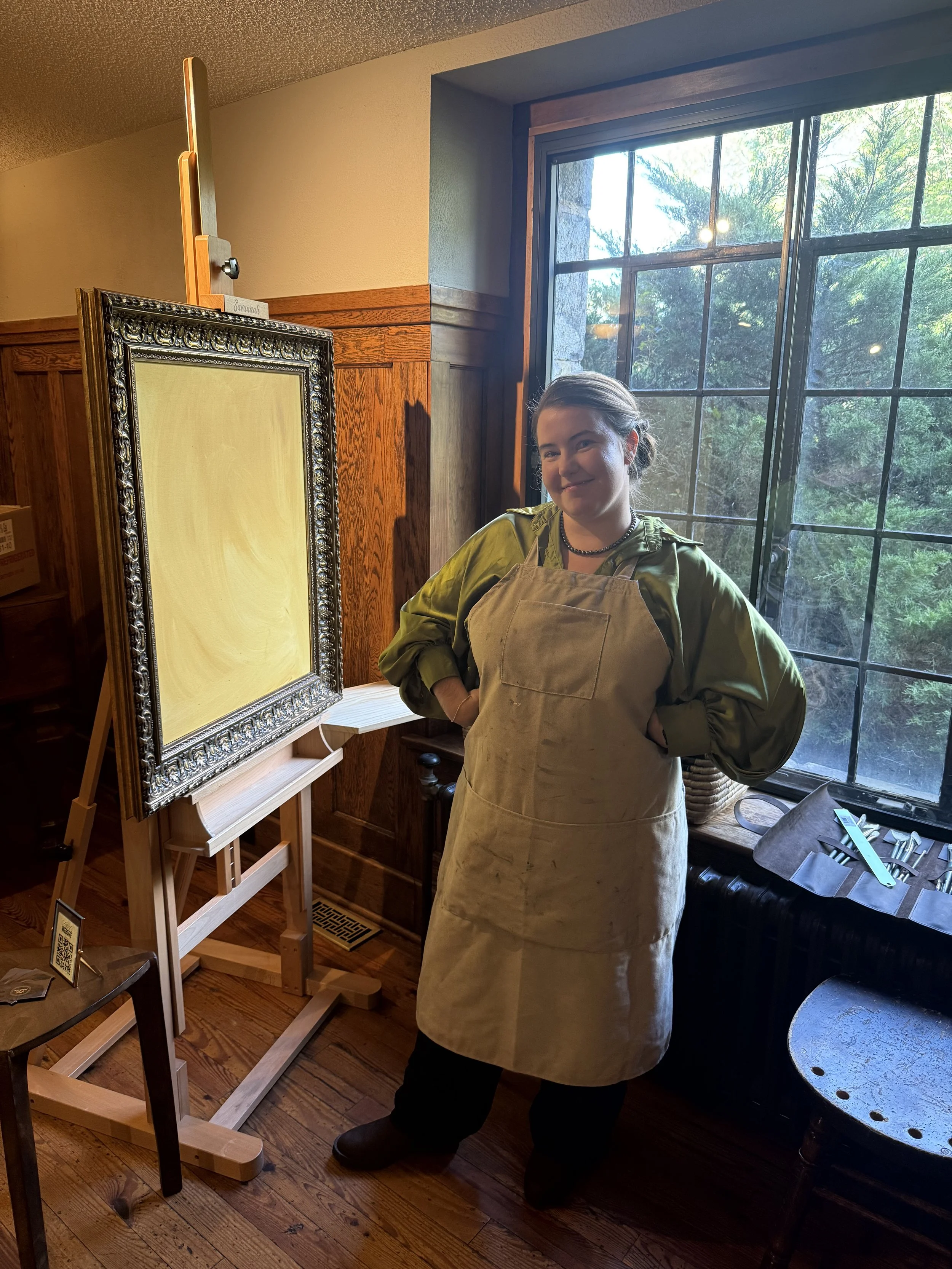 I really loved my little painting spot in the foyer near the bar and outside of the reception area for this wedding.  It gave me such a great spot to chat with guests!