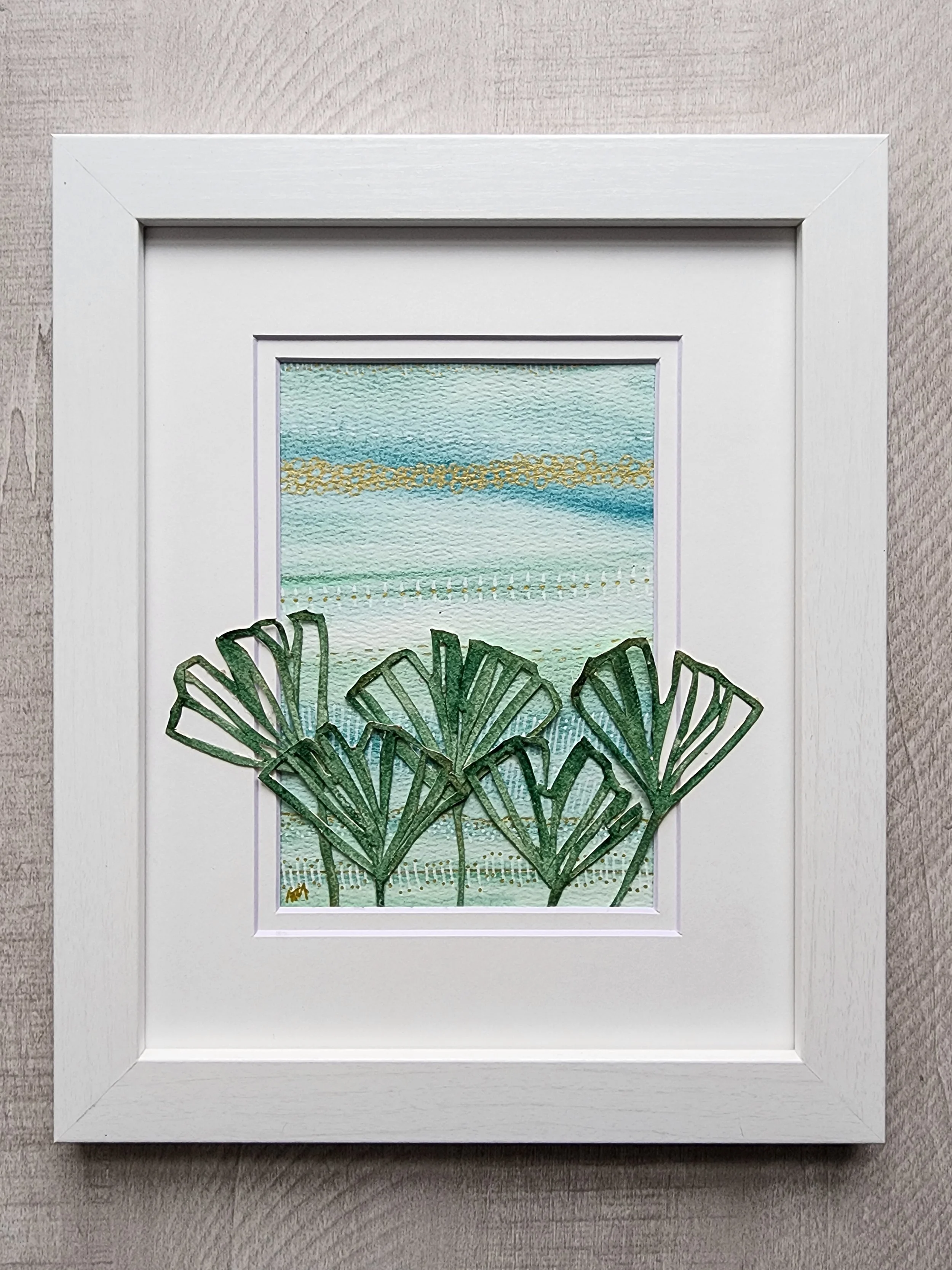 Ginko Abstract, 5x7 art, matted in 8x10 frame, $95