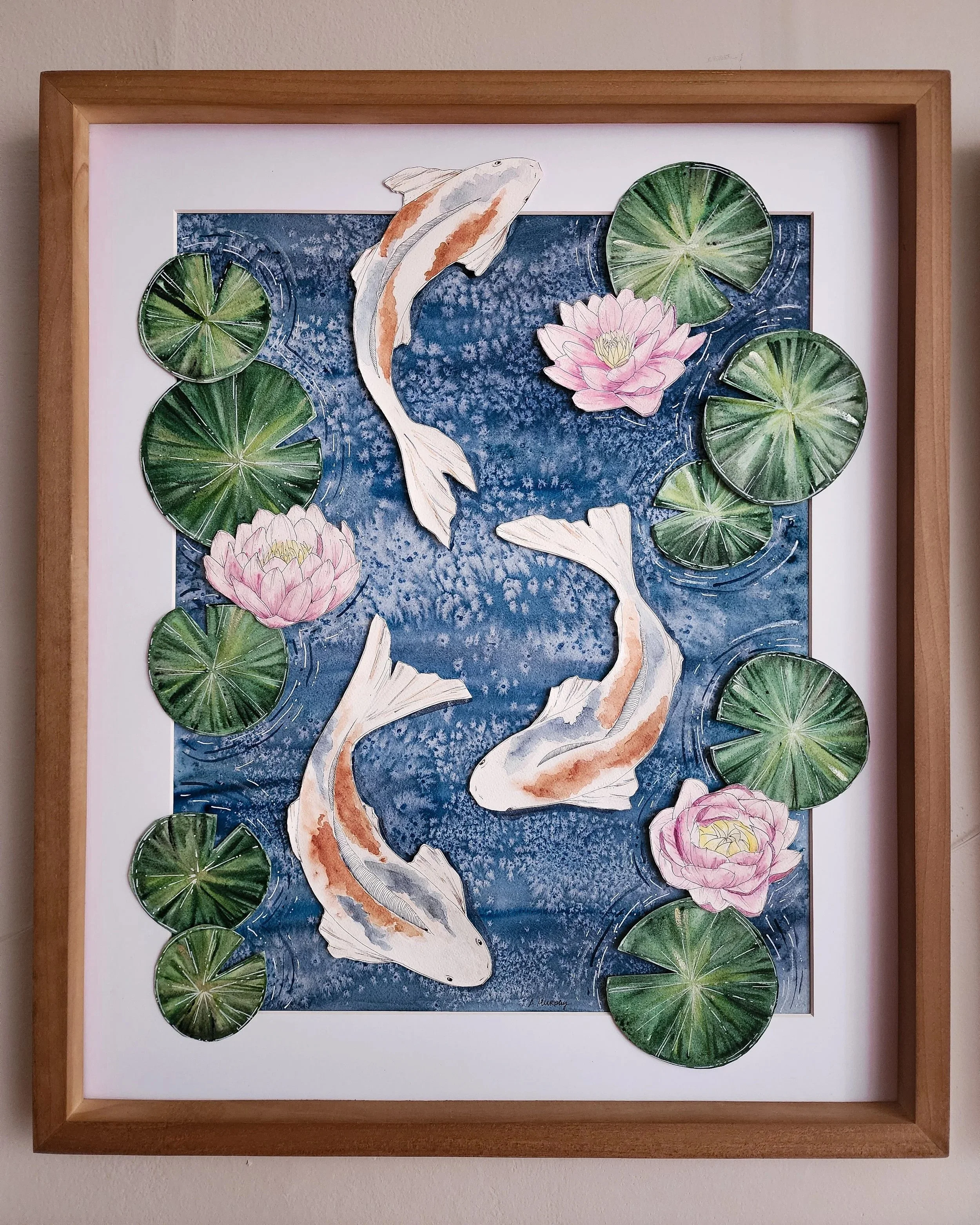 Koi Trio, 16x20 art, matted in 20x24 frame, $385