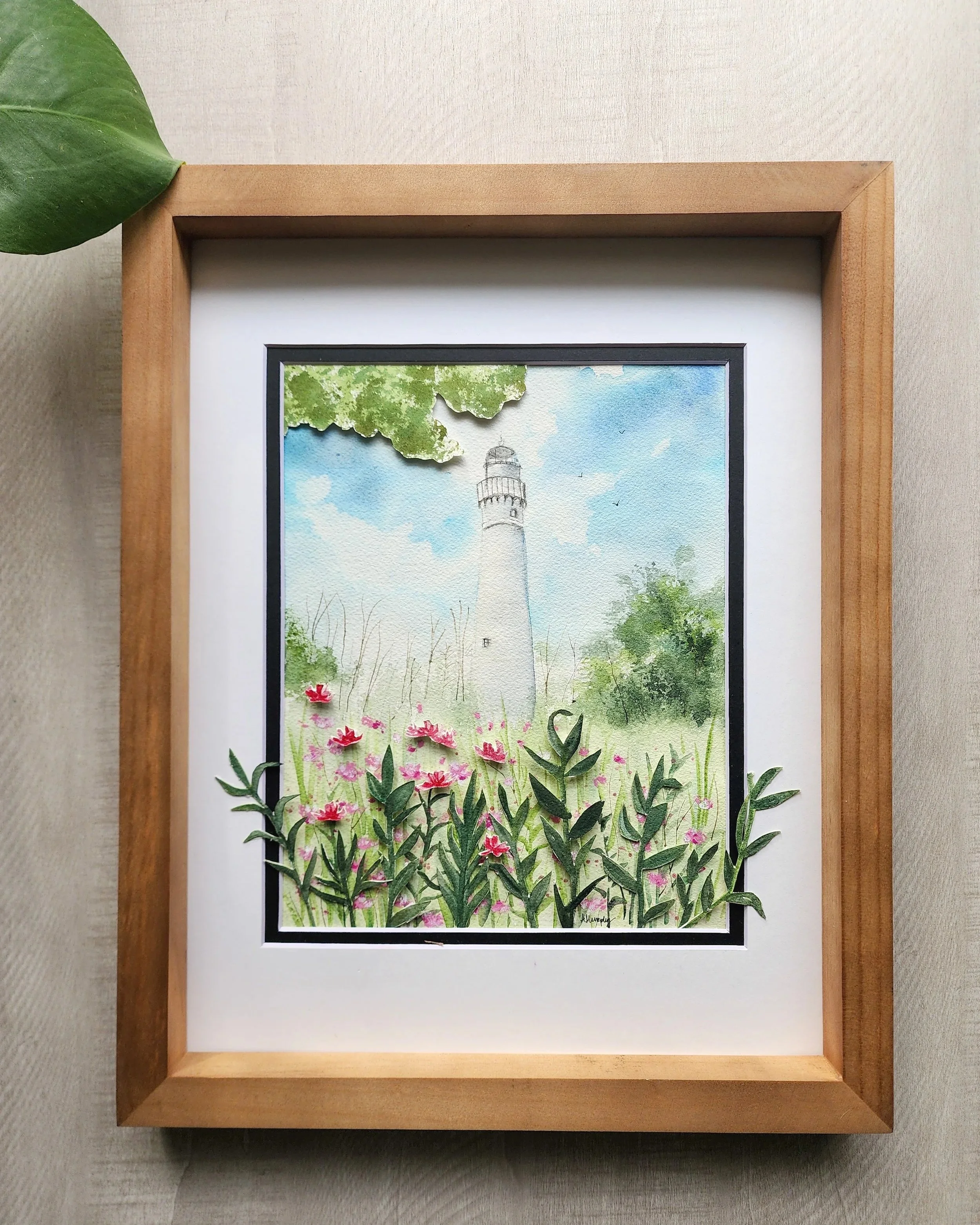 Lighthouse II, 8X10 art, framed in 12X15 frame, $185