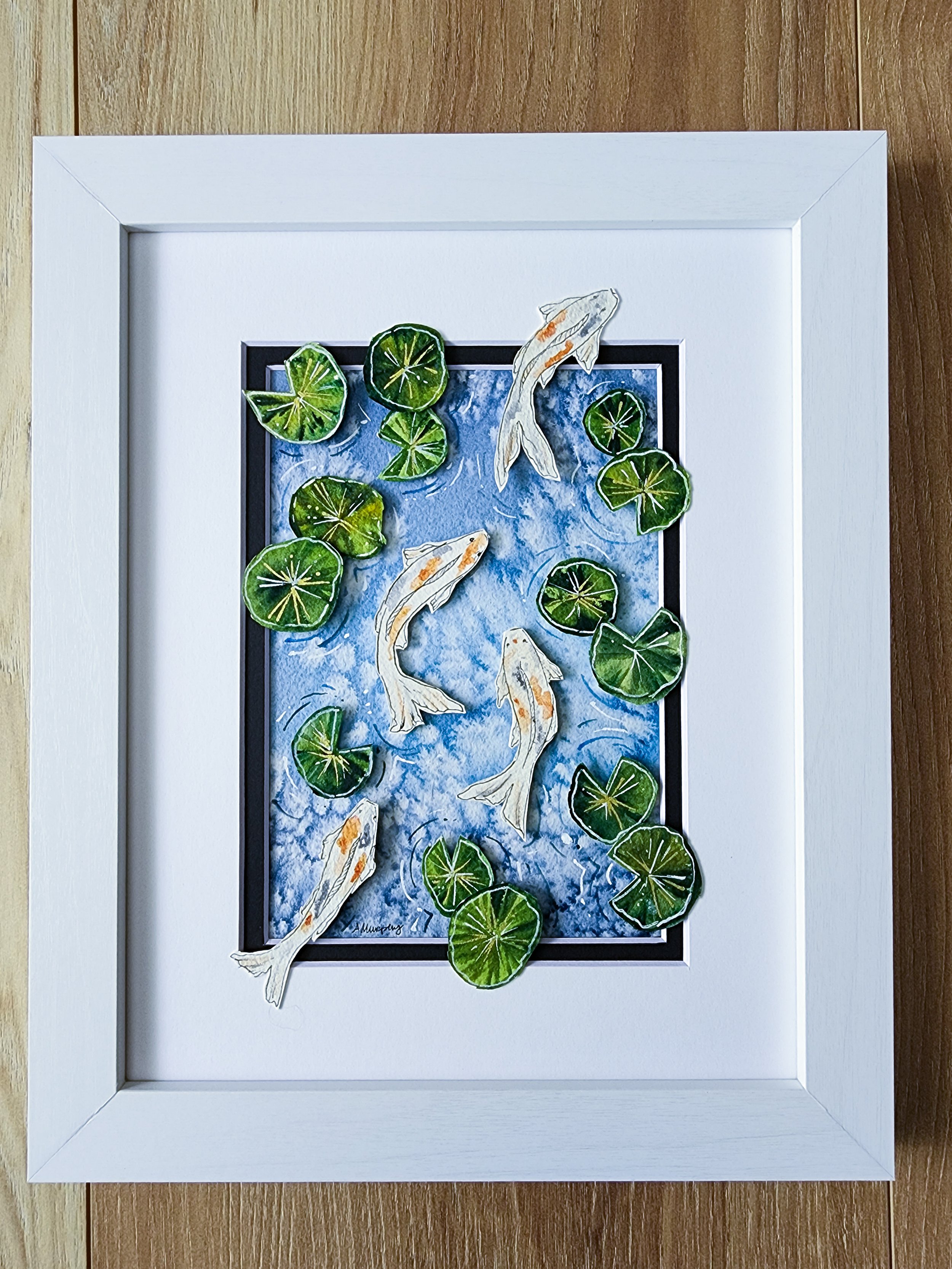 "Koi IV Mini"-  5x7 art, matted in 8X10 frame, $95