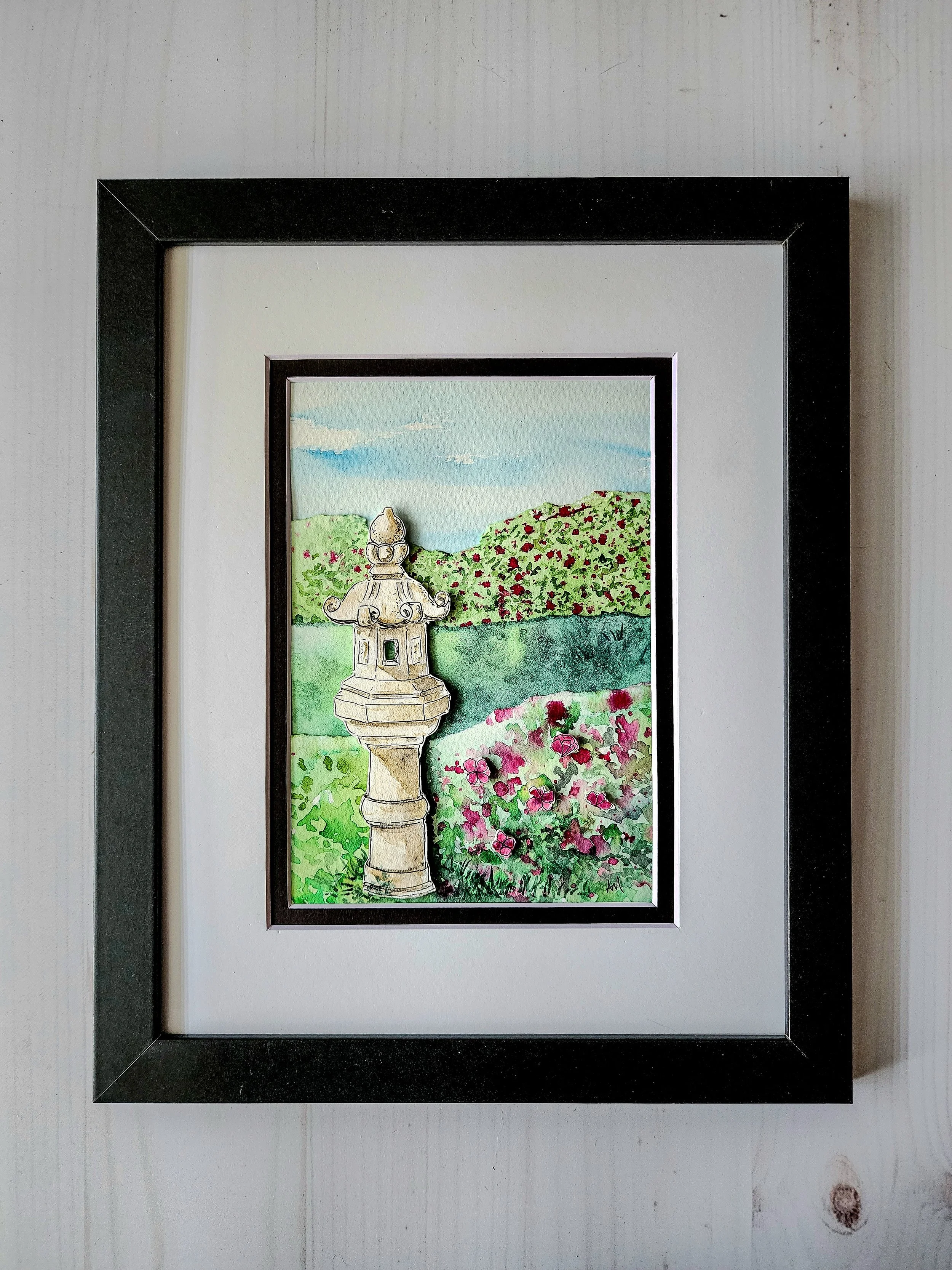 Toro - Stone Lantern (aka Chicago Botanic), 5x7 art, matted in 8x10 frame, $95