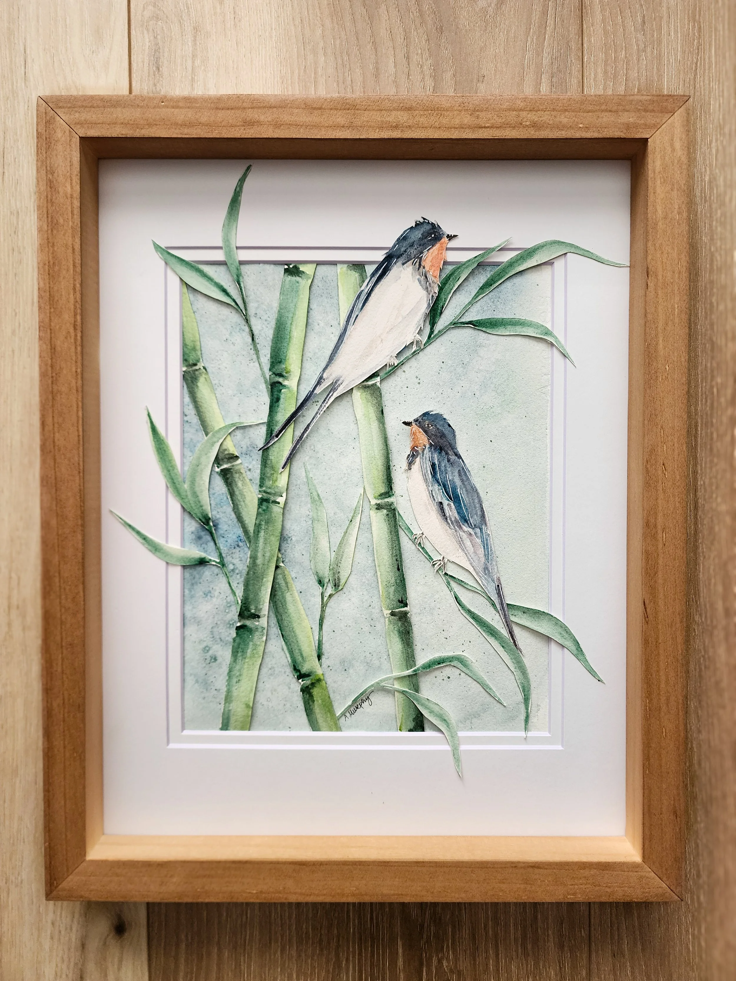 Sparrow II 8x10 art, matted in 11x14 frame, $185