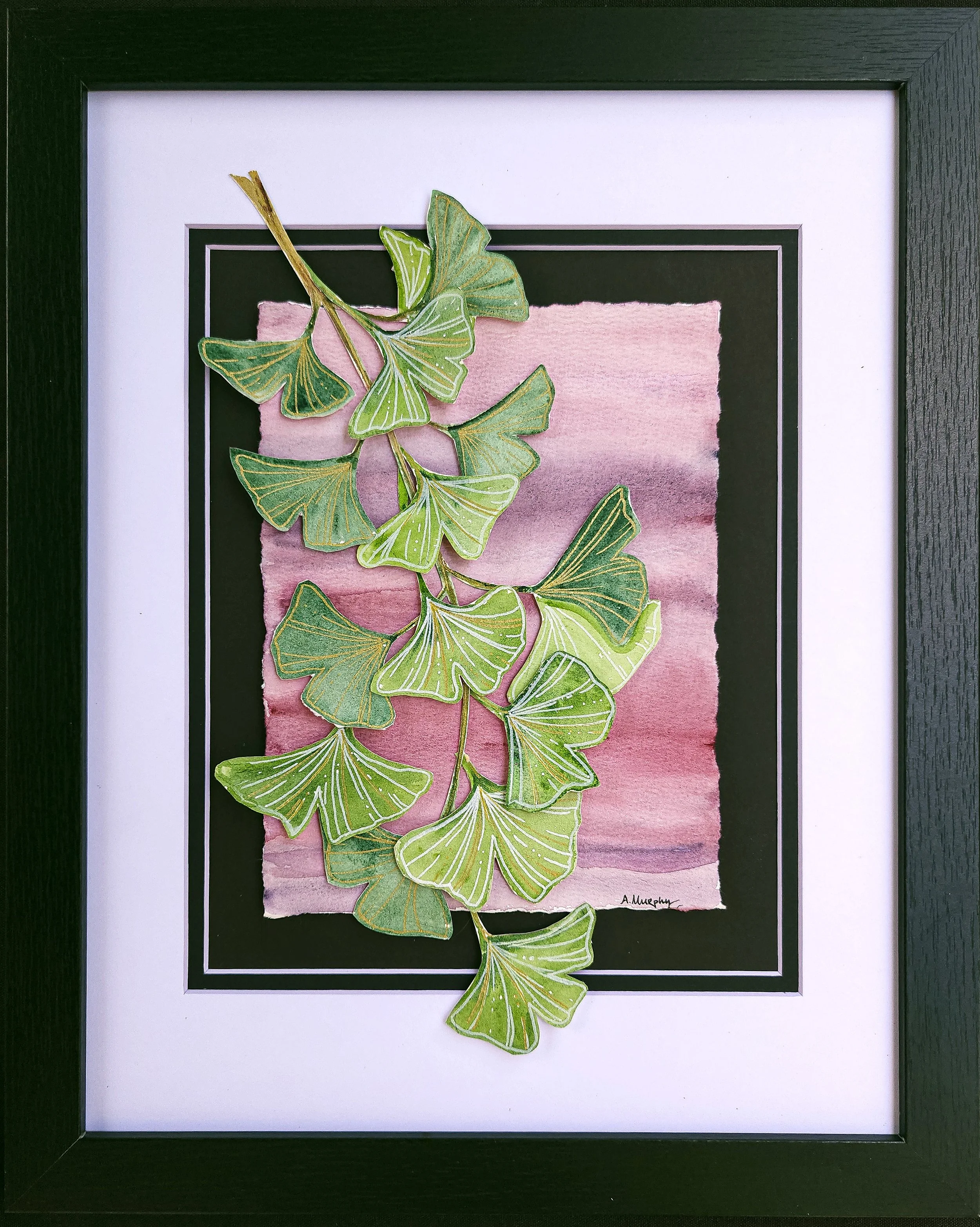 Gingo Branch, 8x0 art, matted in 11x14 frame, $160