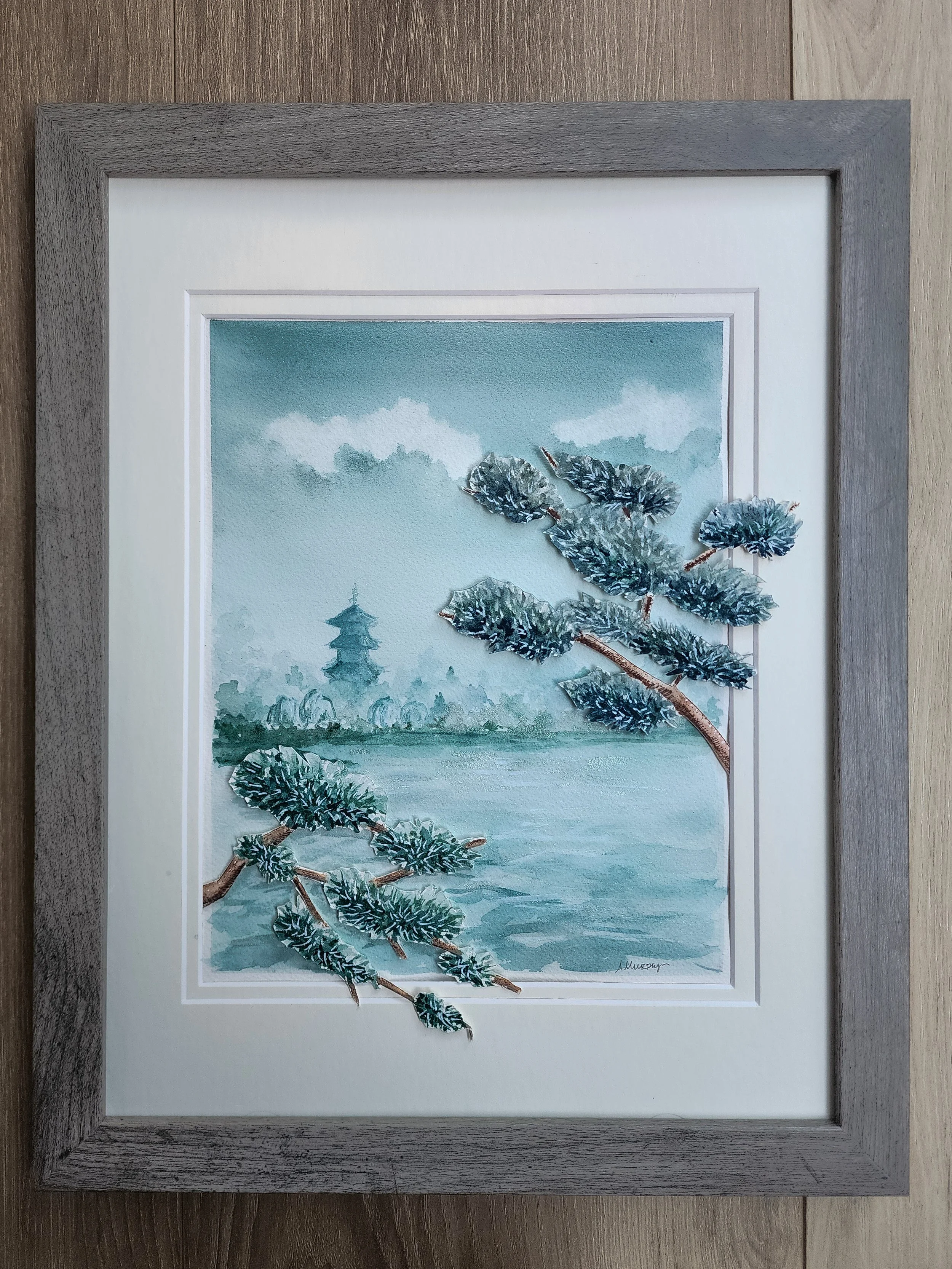 Japanese Landscape I, 8x10 art, matted in 11 x 14 frame, $160