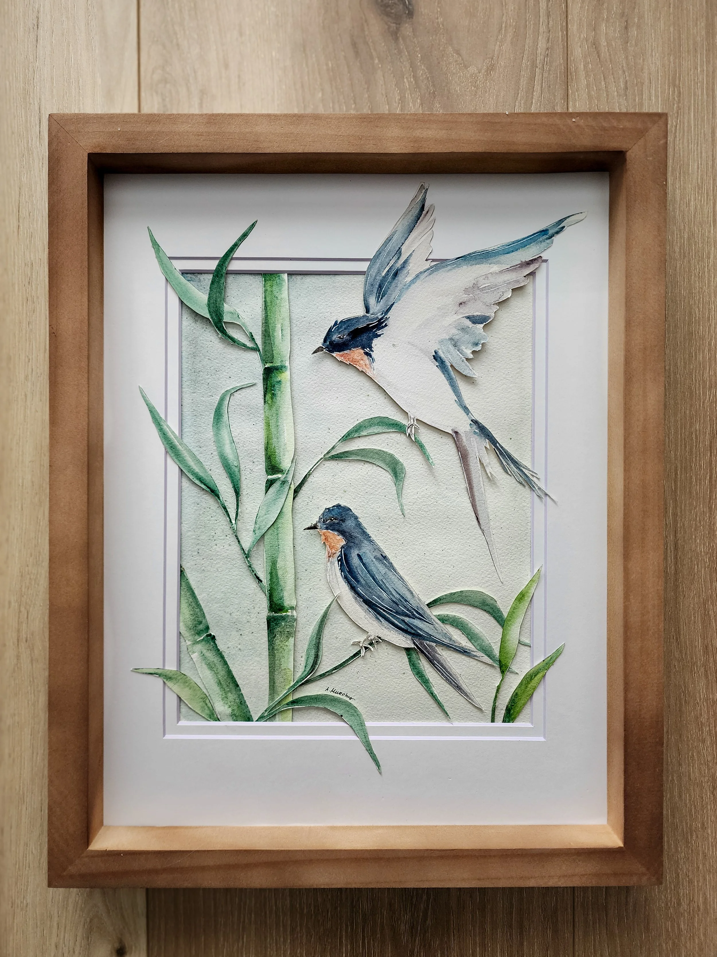 Sparrow I 8x10 art, matted in 11x14 frame, $185