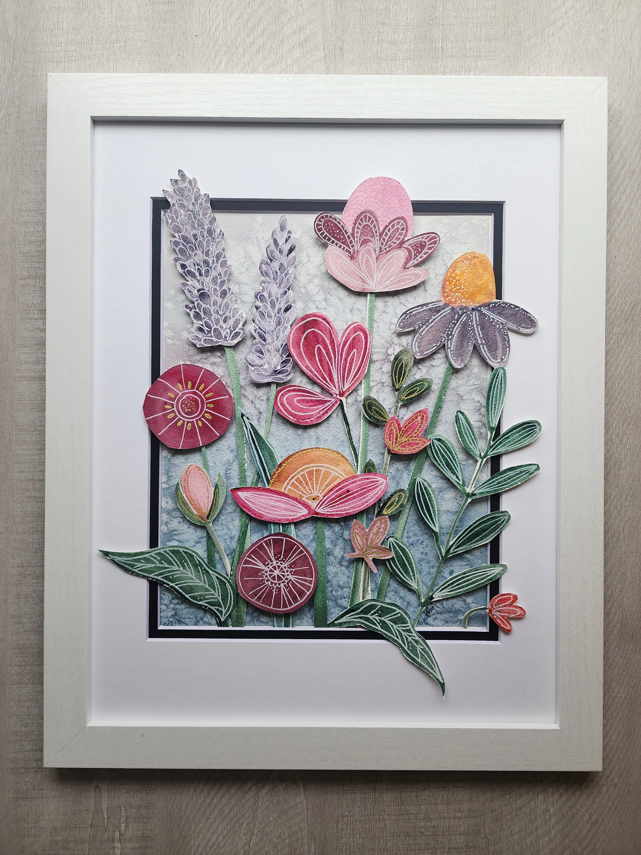 Wildlfowers II, 8x10 art, matted in 11x14 frame, $160