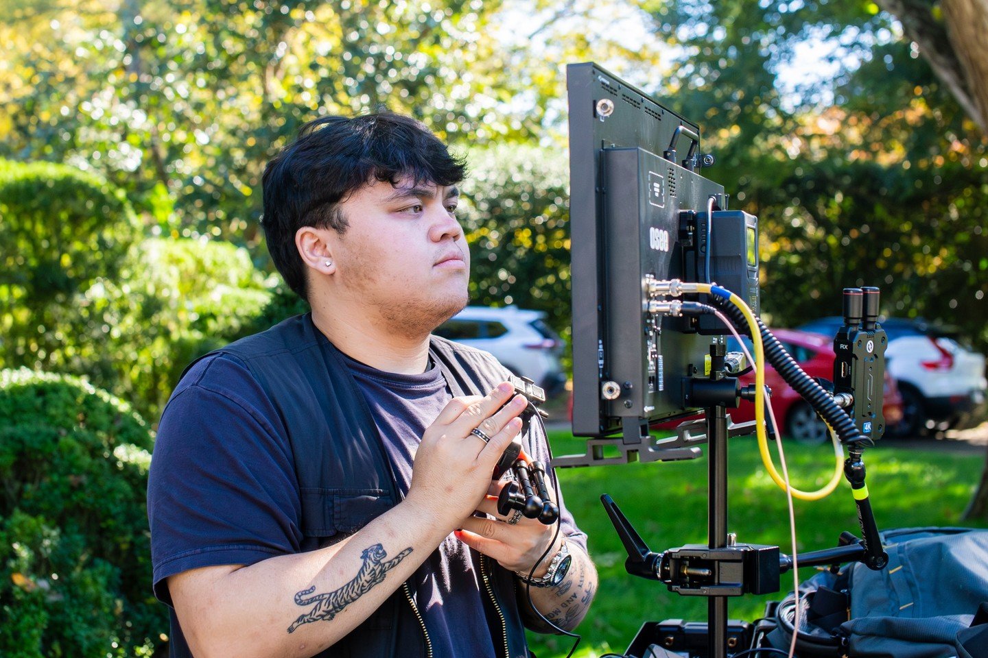 Meet the Camera Team! Hunter Candari (B Cam Op and 1st AC!) Also contributing as Cam Ops are James Hallock, Aaron Wheeler, and Joe Bastien. 

Did the camera team film something they shouldn't? They captured everything on film... Did they also capture