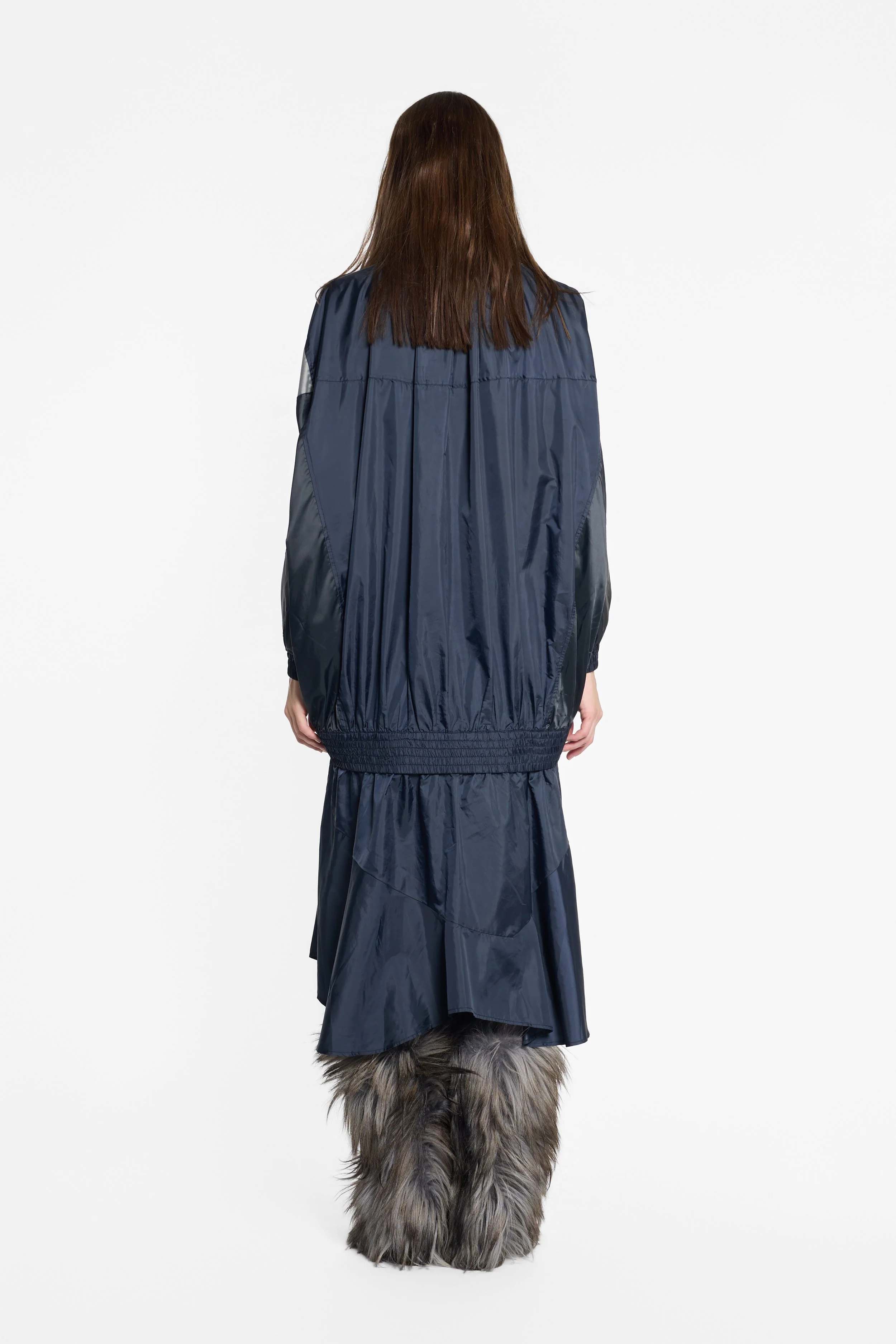 Back view of Double Standard colour-block windbreaker dress