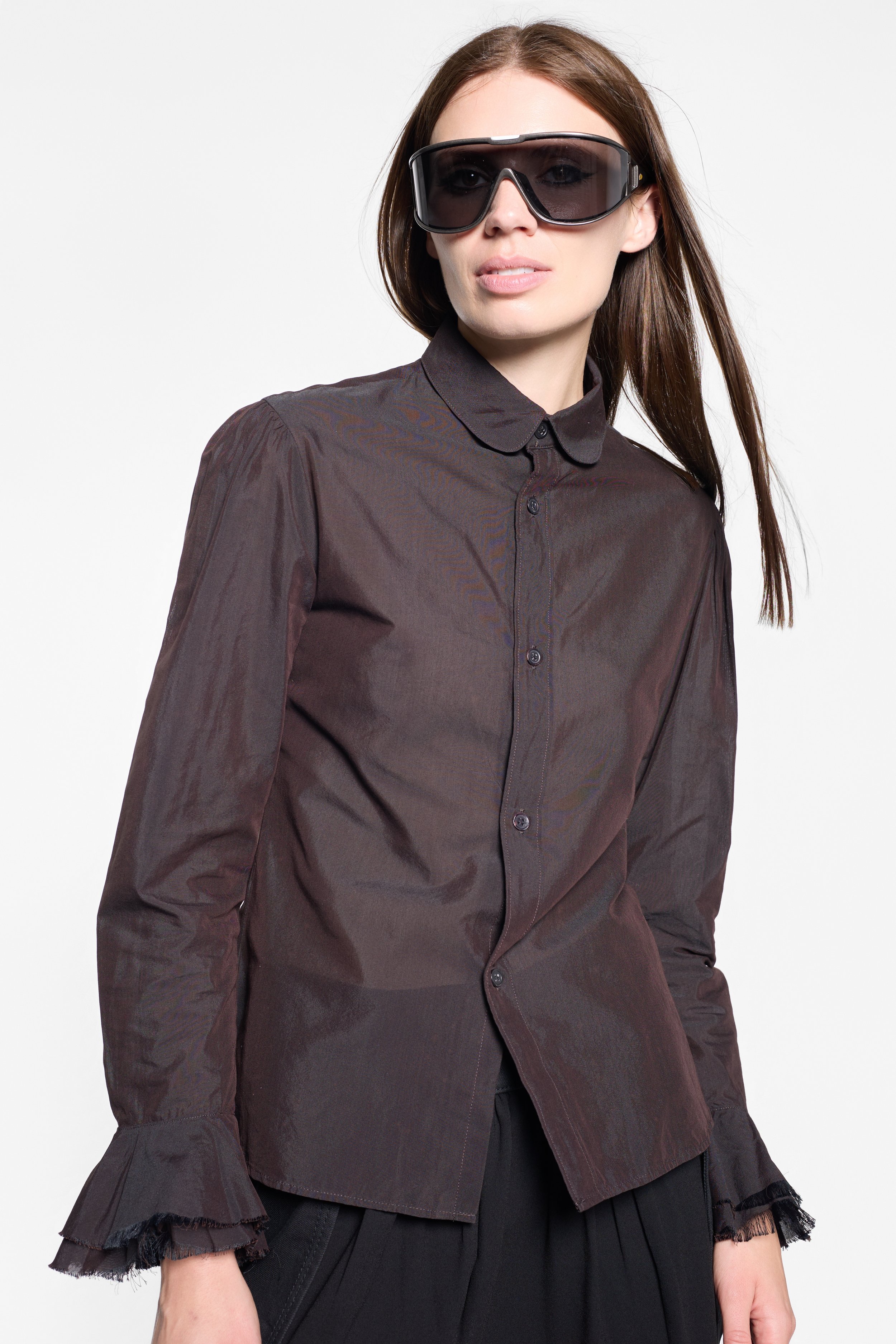 Close-up of scalloped collar on Y’s Yohji Yamamoto shirt