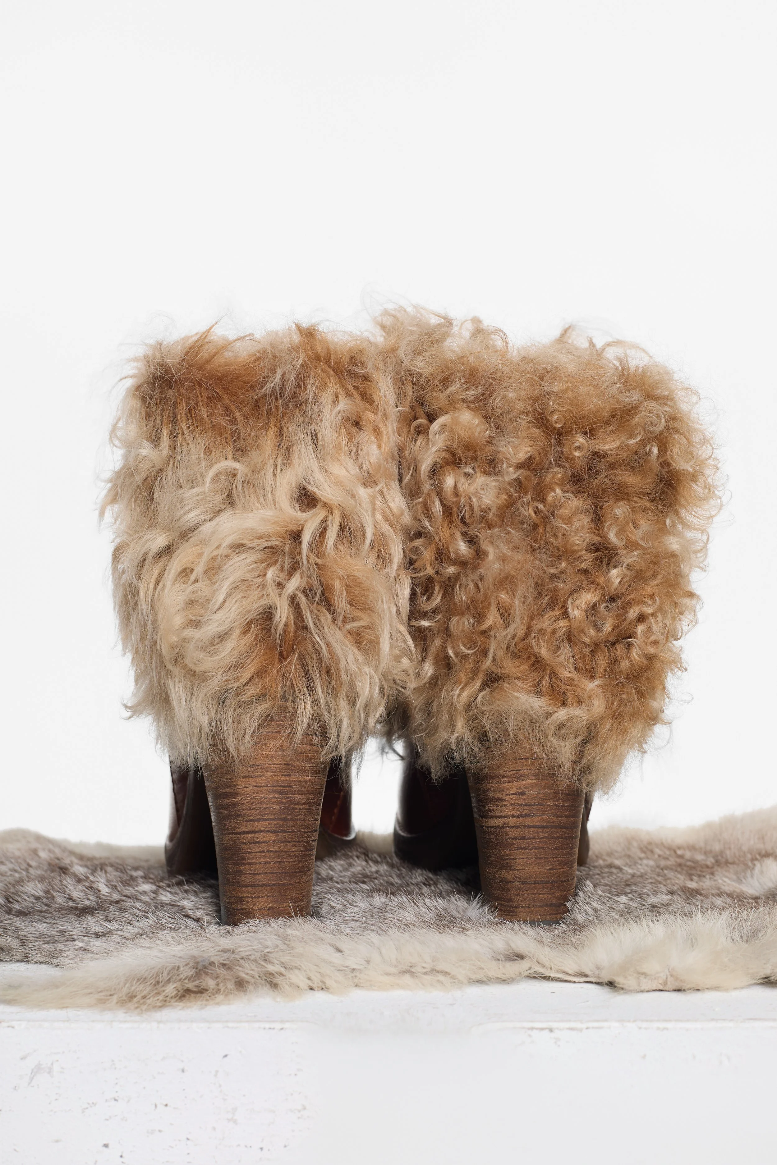 Back view of RAS fur-trimmed ankle boots