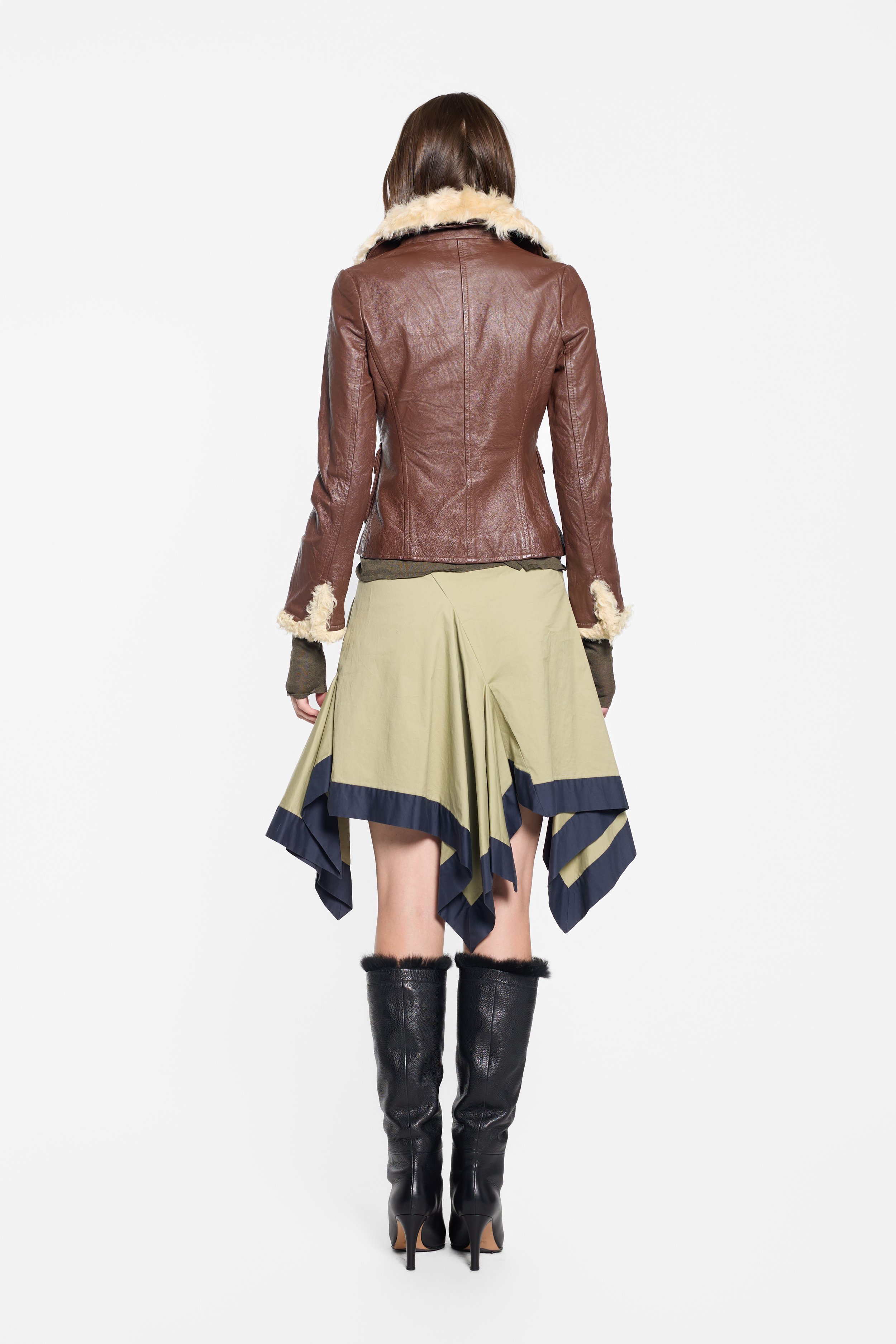 Back view of Biemme panelled leather jacket