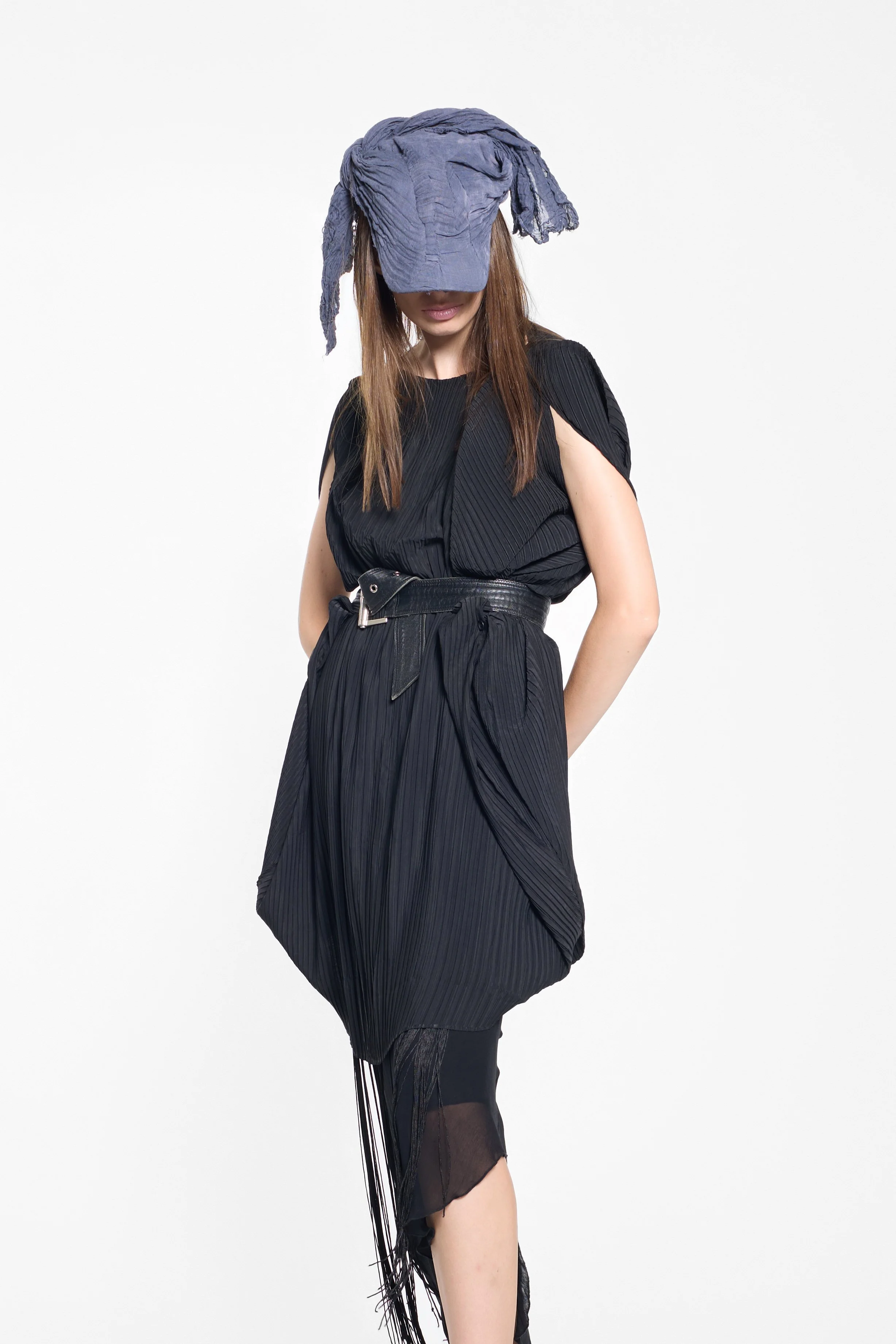 Distressed London designer cap with avant garde fashion look