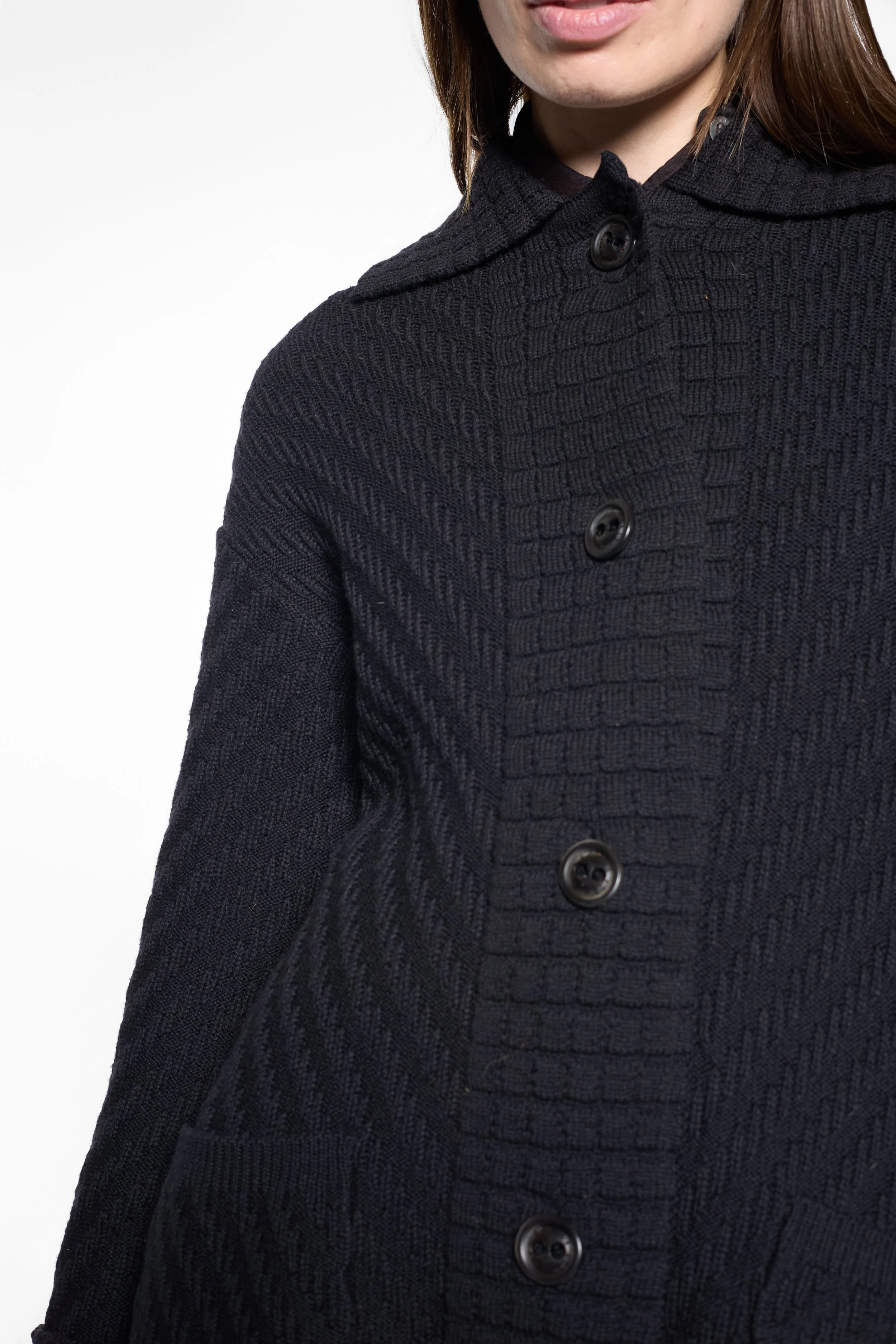 Close-up of the Black Vintage Wool/Cashmere blendSonia Rykiel cardigan
