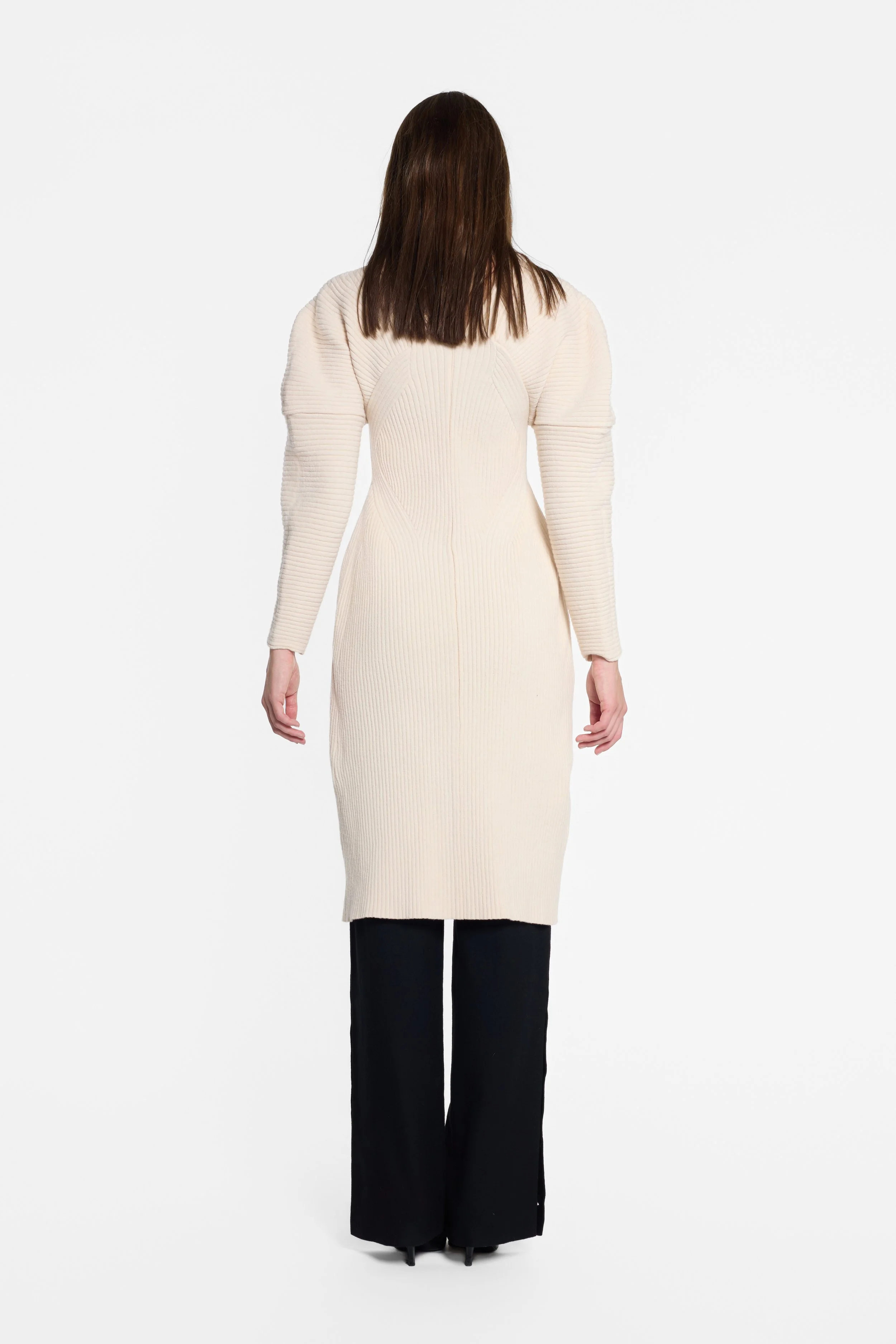 Back view of IRENE wool-blend midi dress