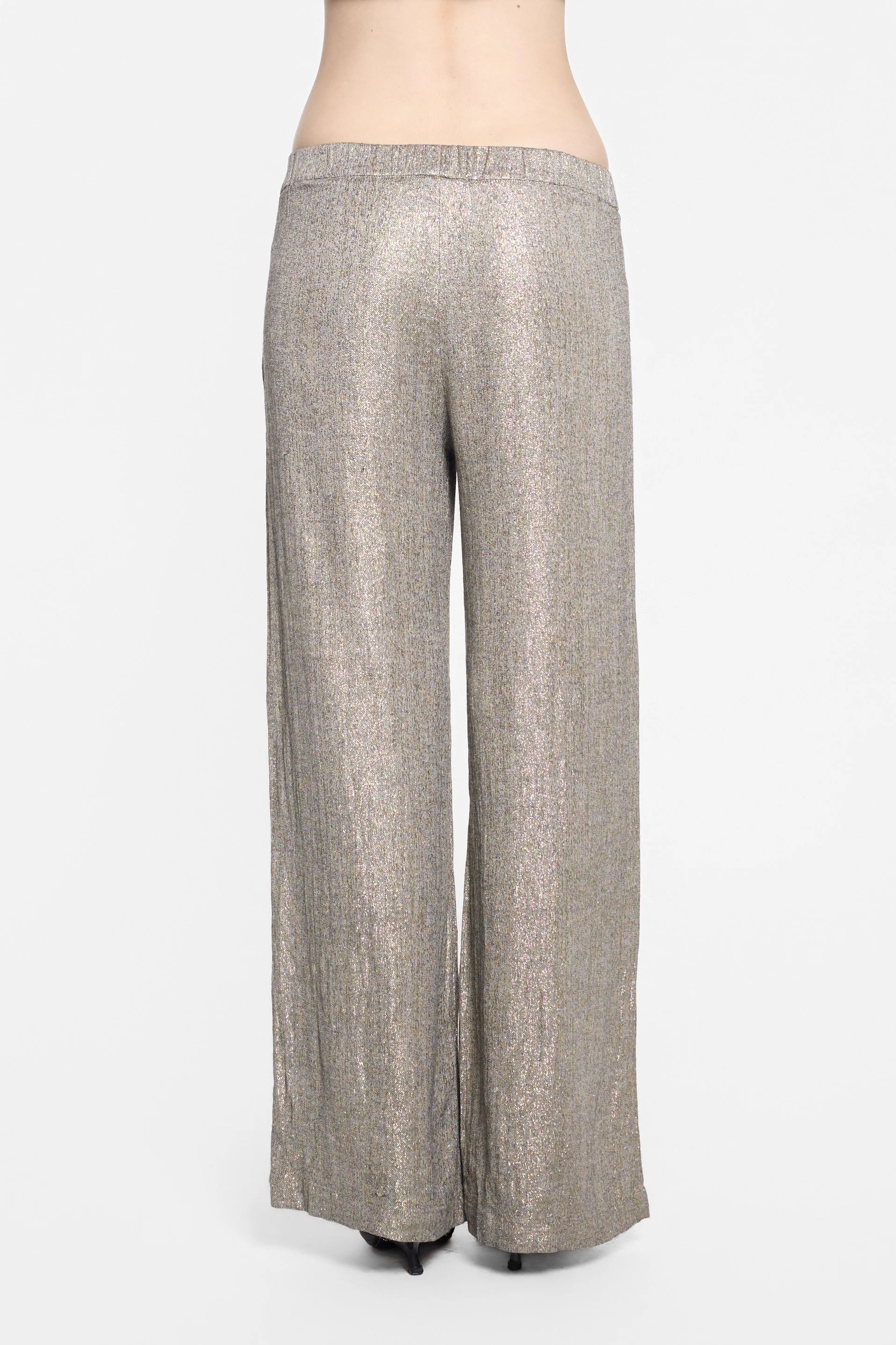 Back view of Diega gold metallic trousers