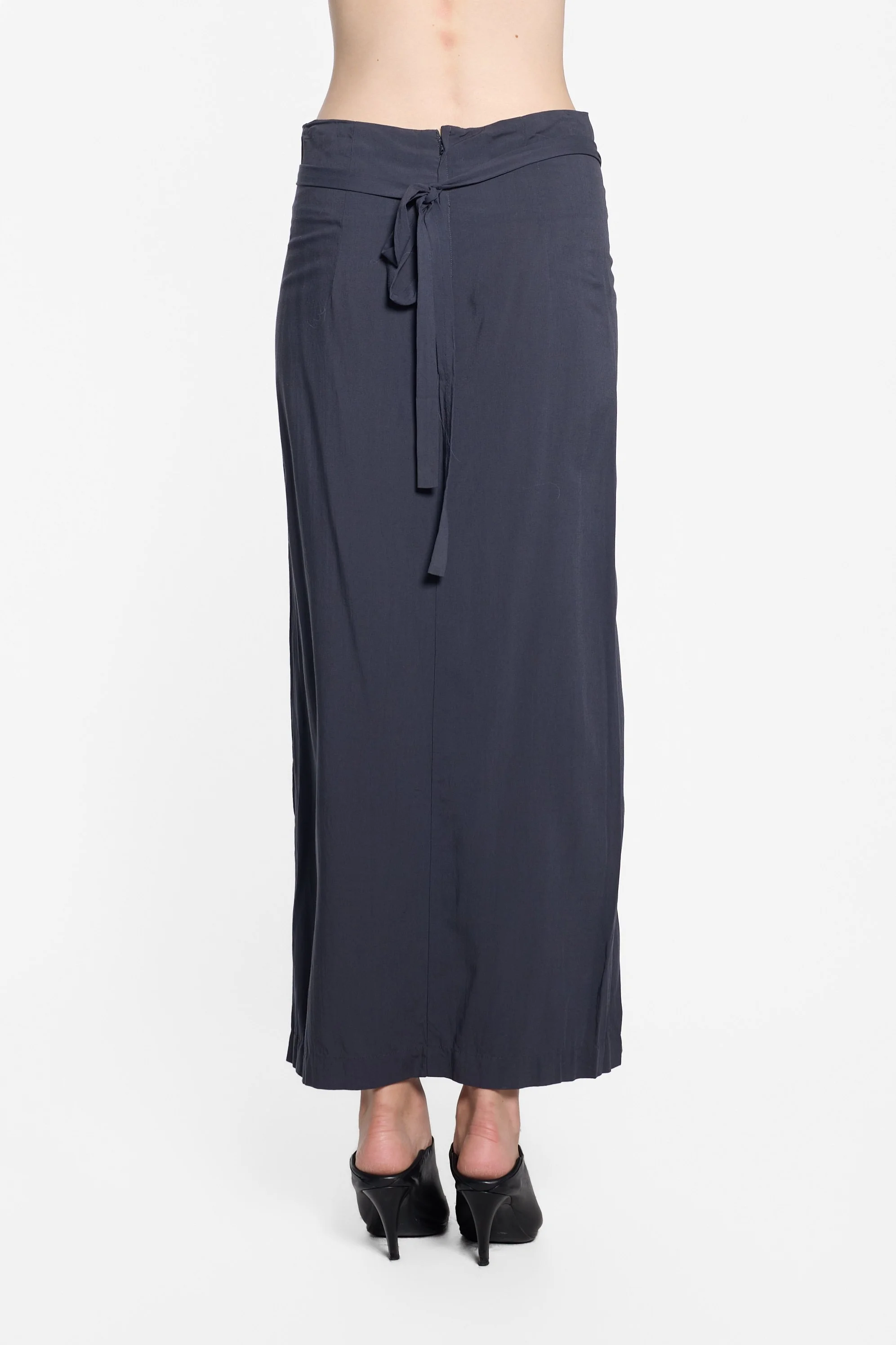 Back view of Comme des Garçons AD1994 navy rayon skirt