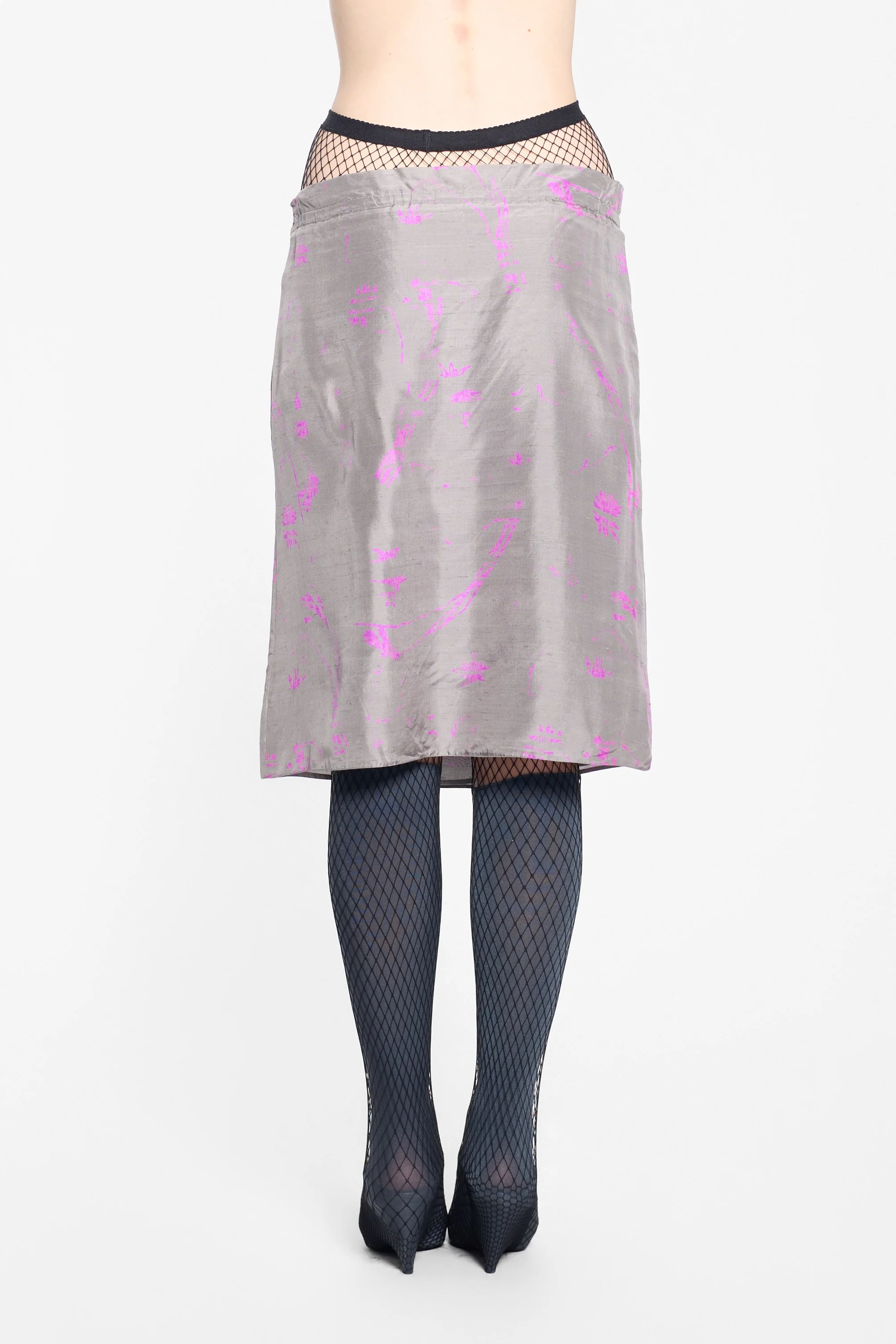 Pink abstract floral silk and hem detail, Giorgio Armani SS2000