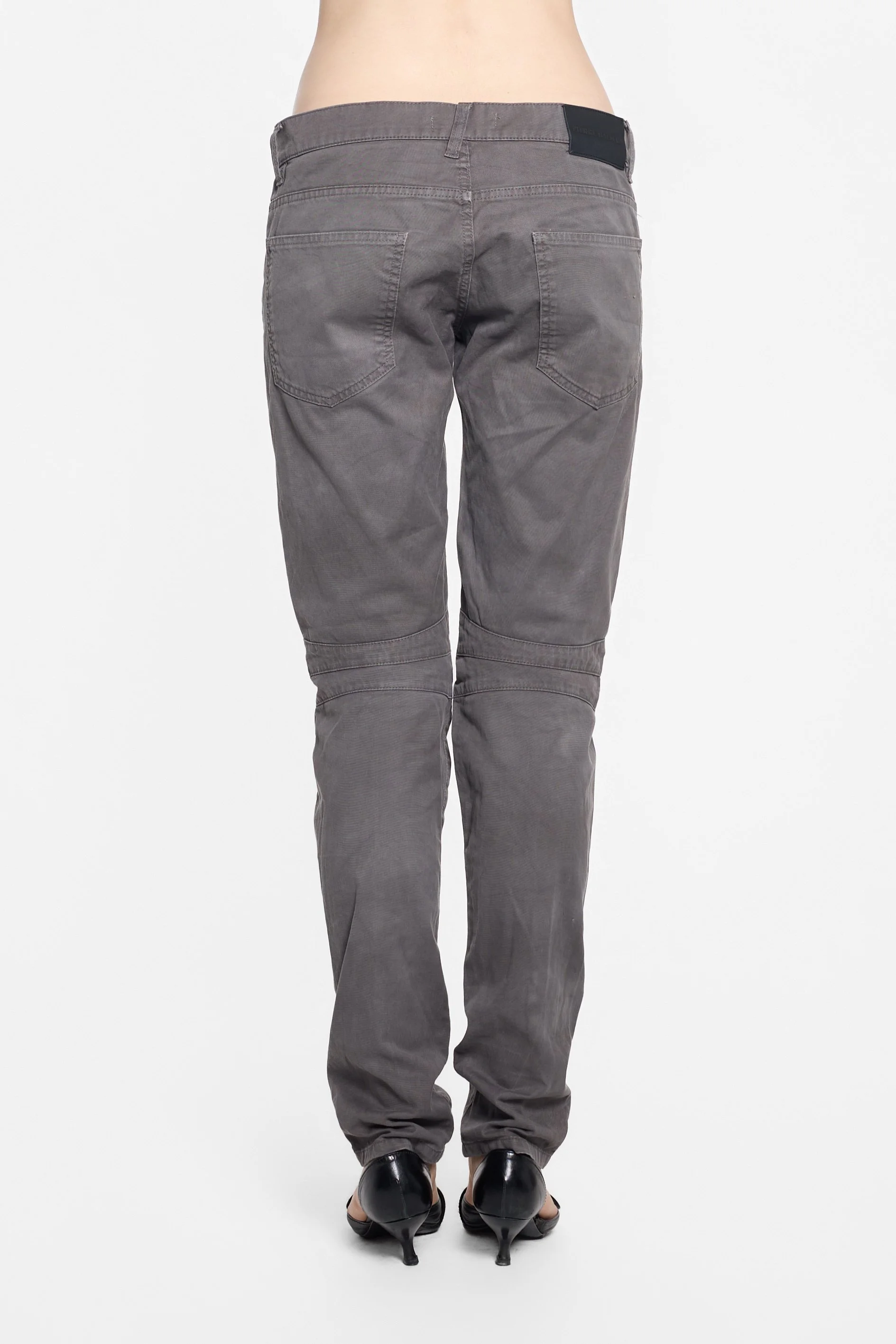 Back view of Pierre Balmain grey cotton trousers