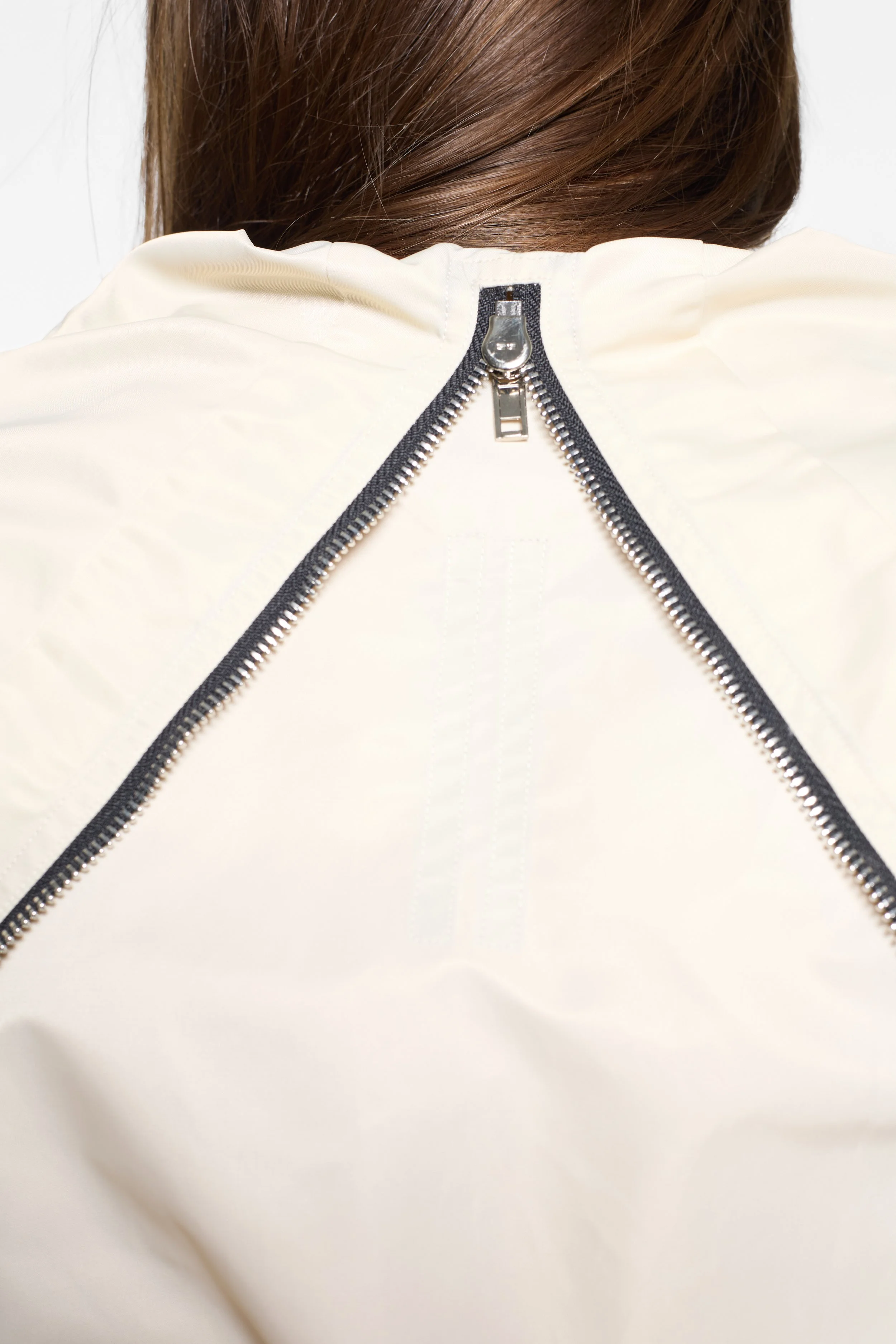 Double zip fastening detail inside the Rick Owens DRKSHDW jacket