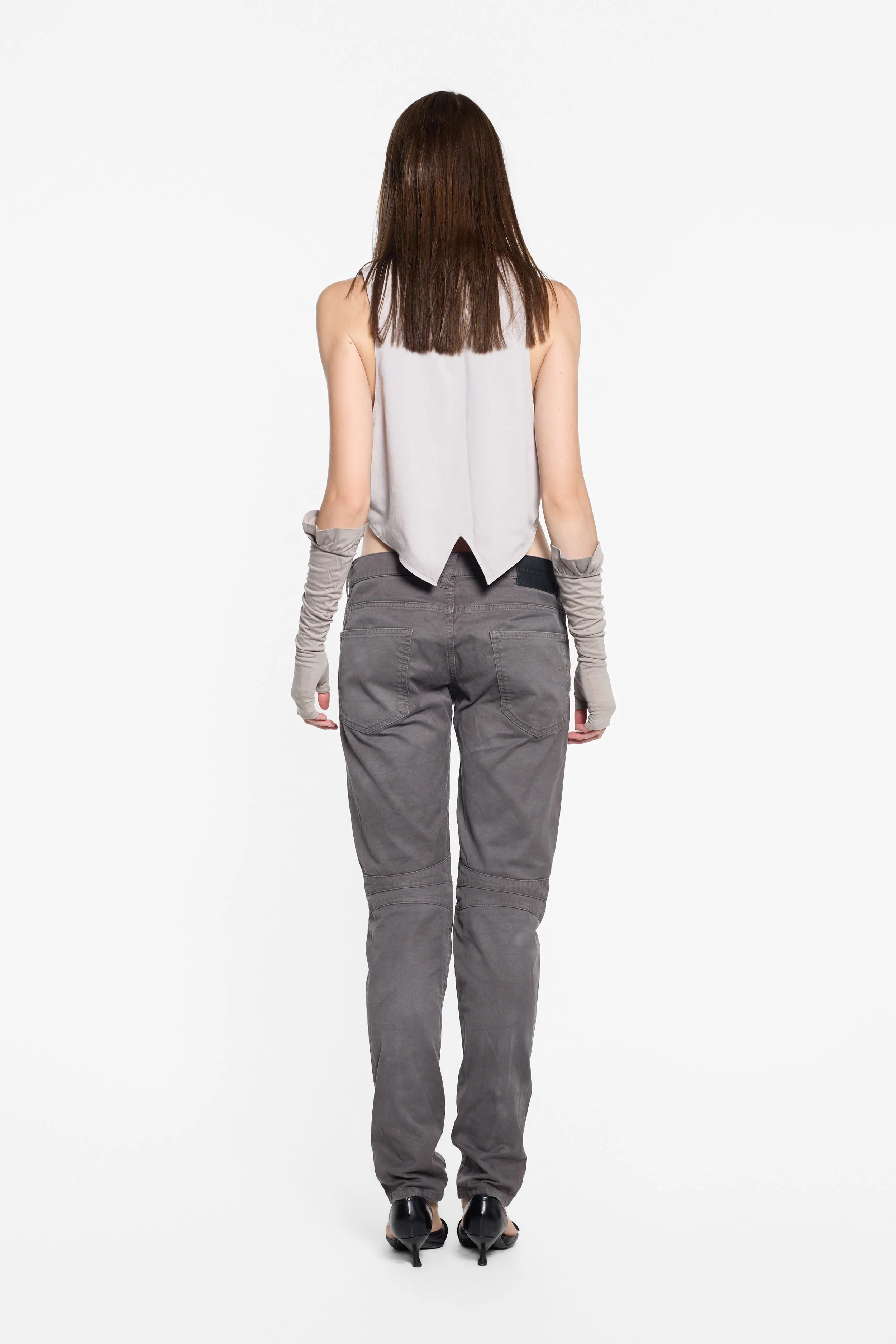 Back view of Hardy Amies ‘Miss’ grey waistcoat