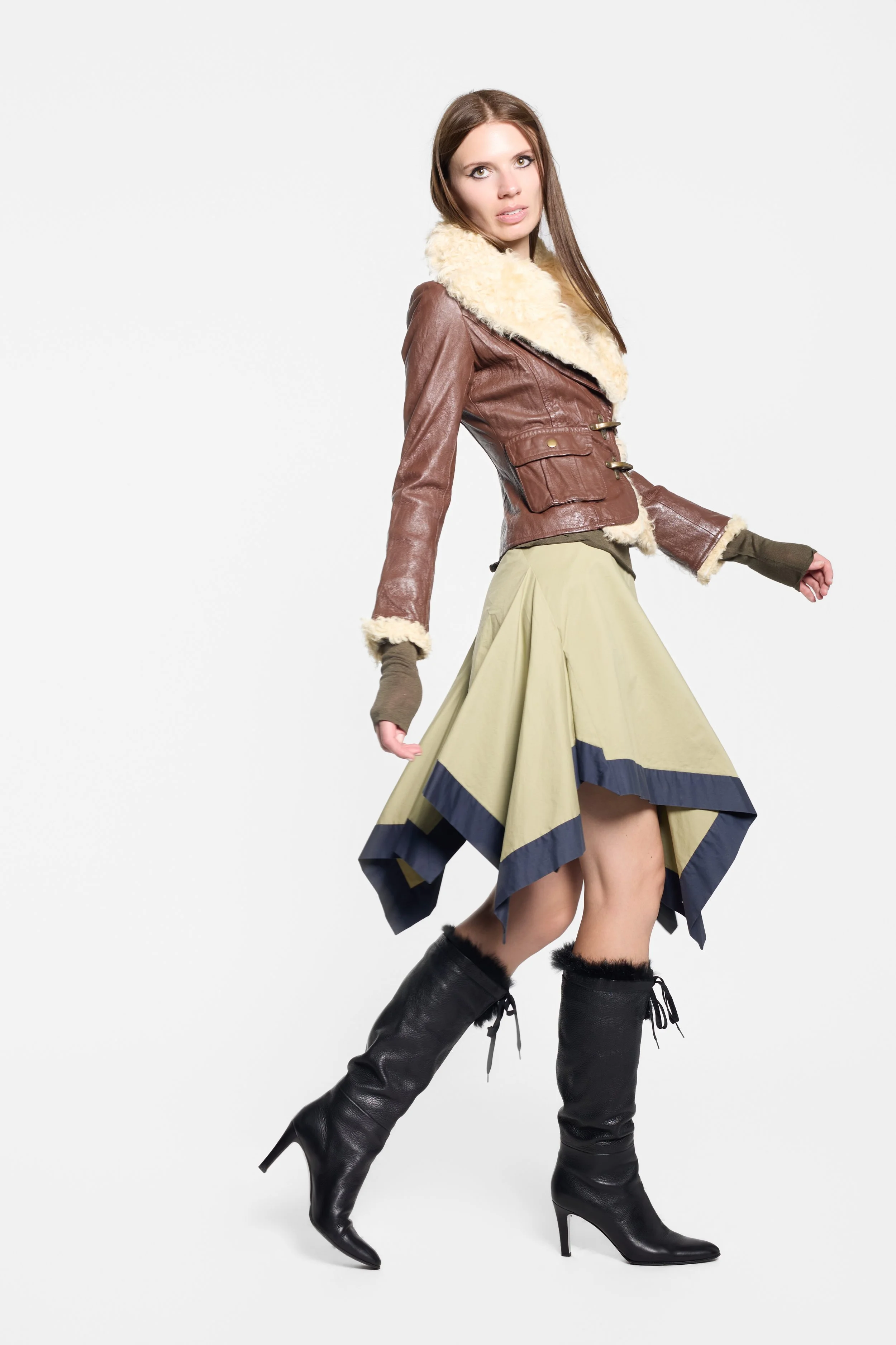 Biemme Fur Trim Leather Jacket