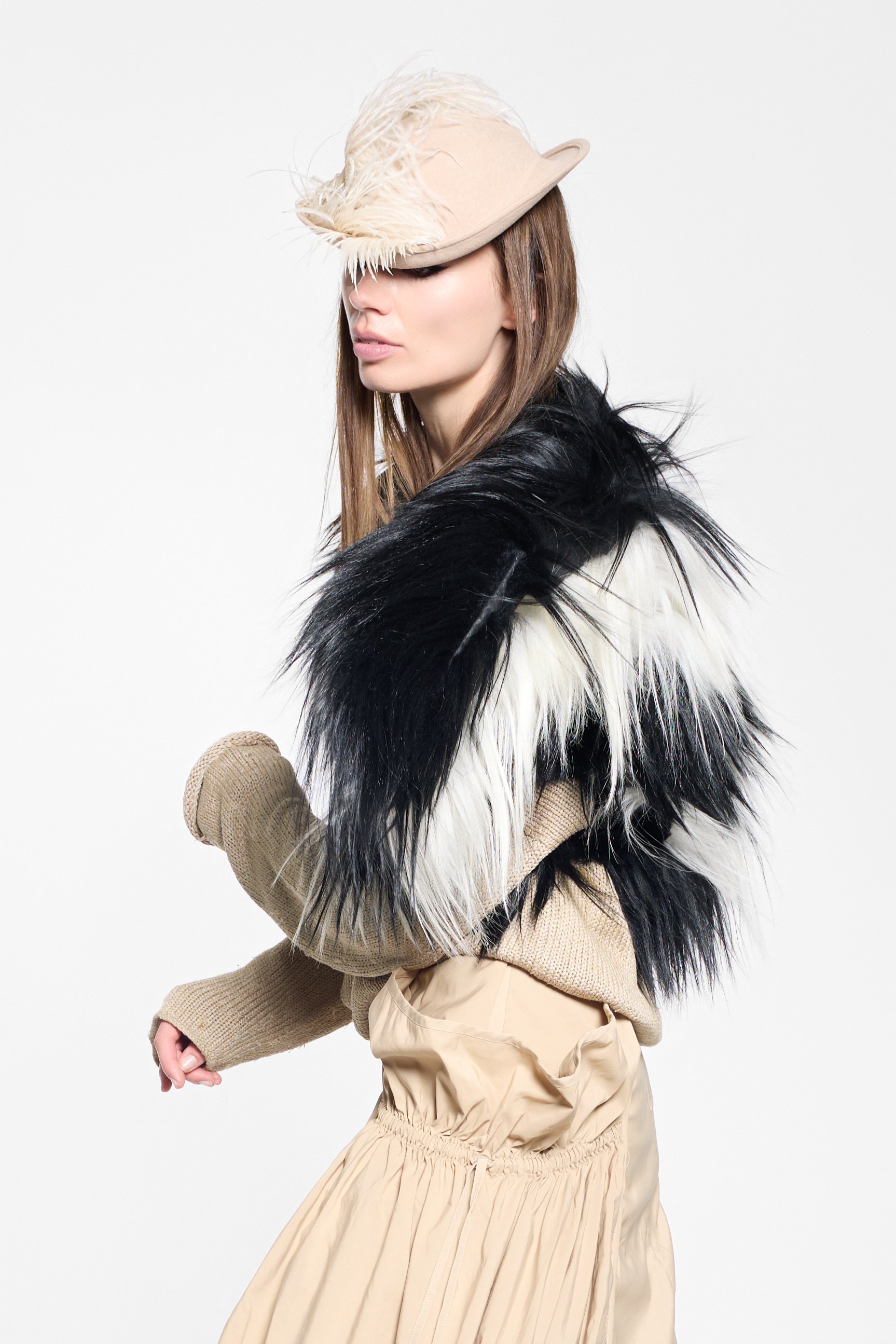 B&W Goat Fur Gilet