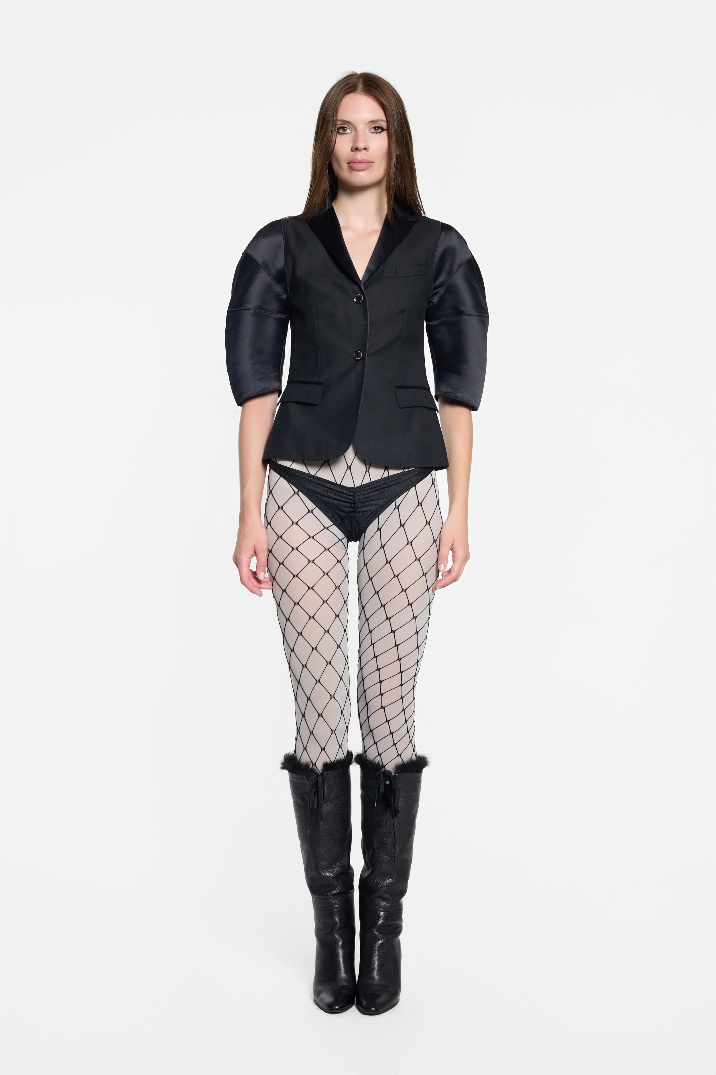 Front view of D&G structured black blazer
