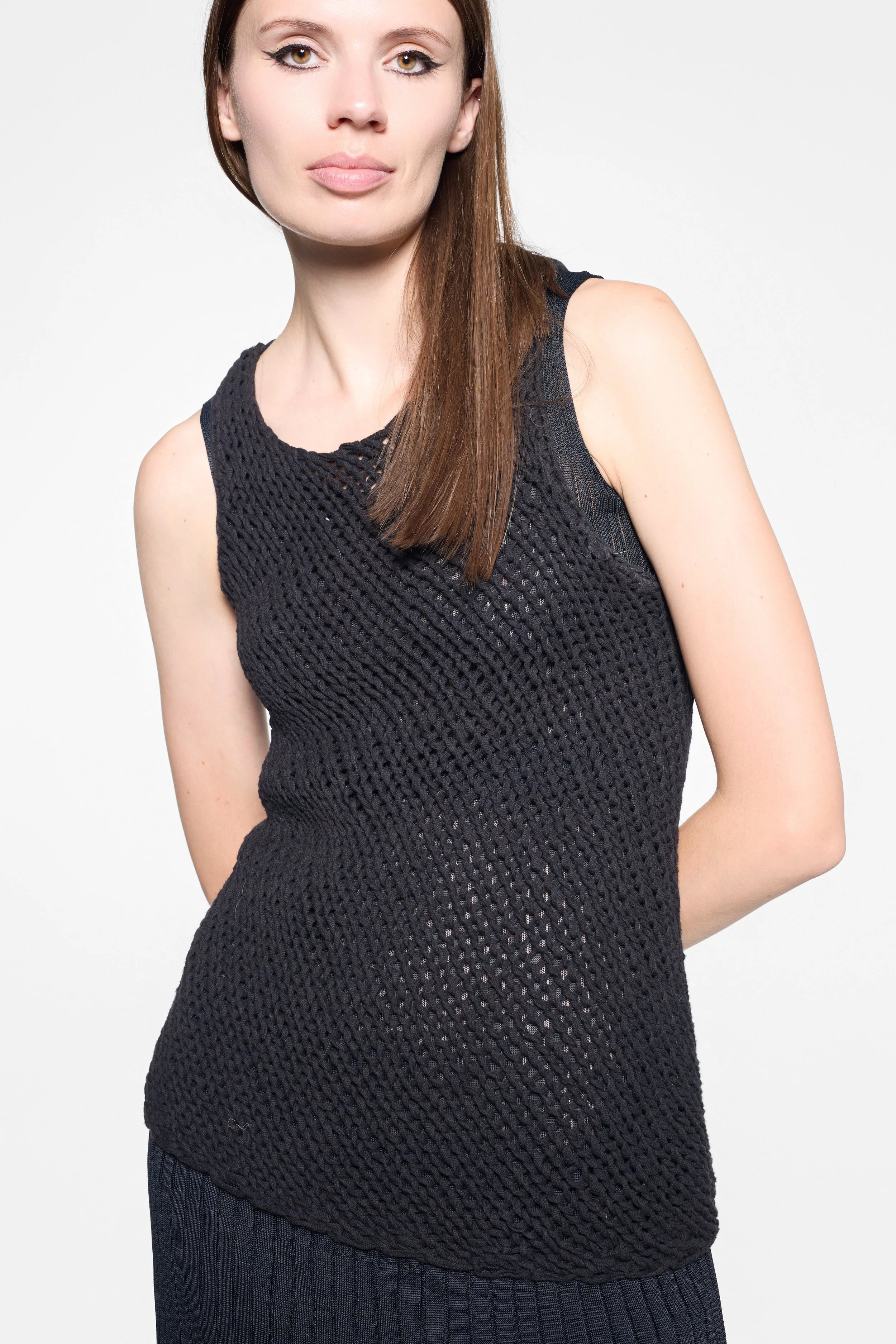 Close-up of Vince directional open-knit detailing