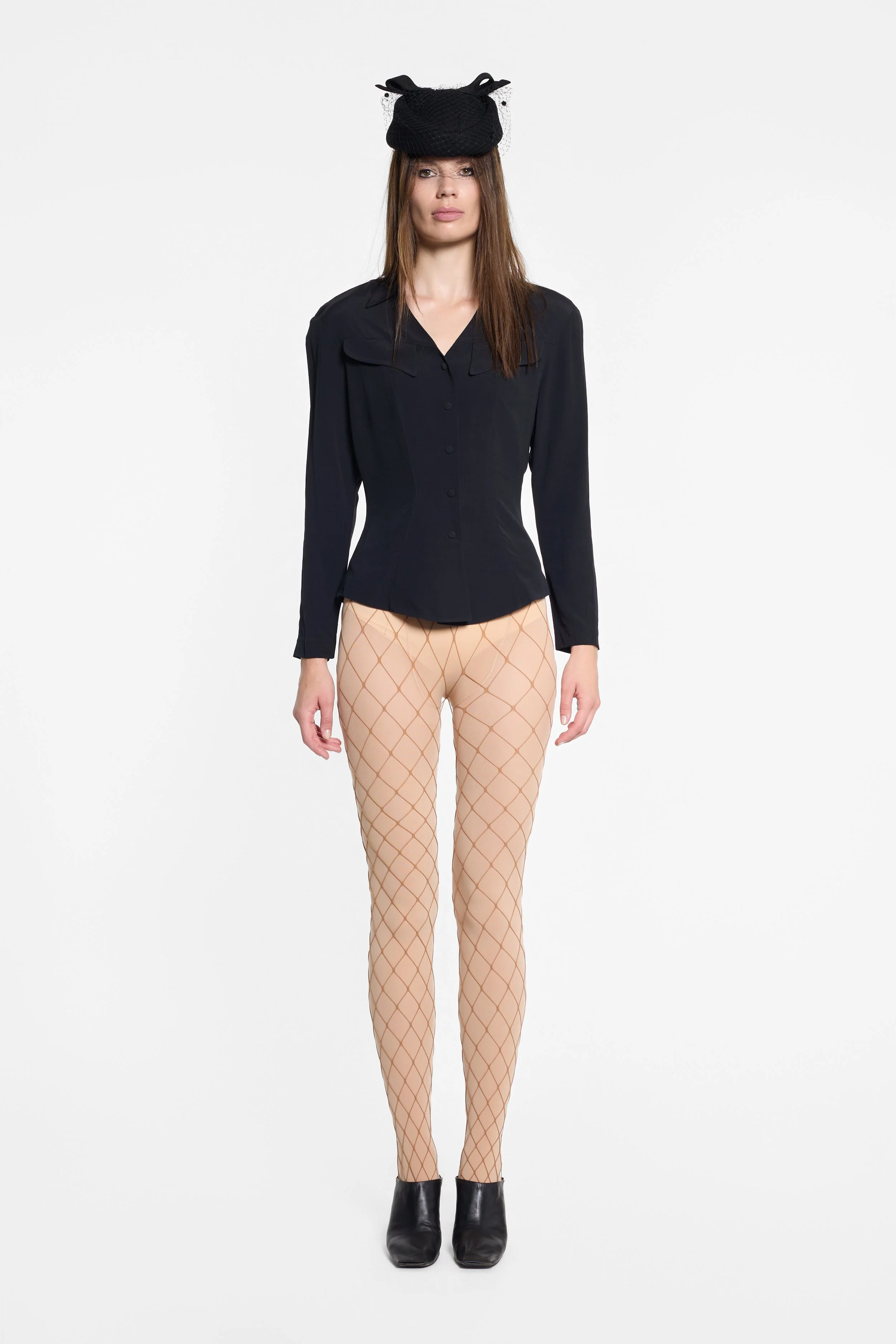 Front view of Thierry Mugler black fitted shirt