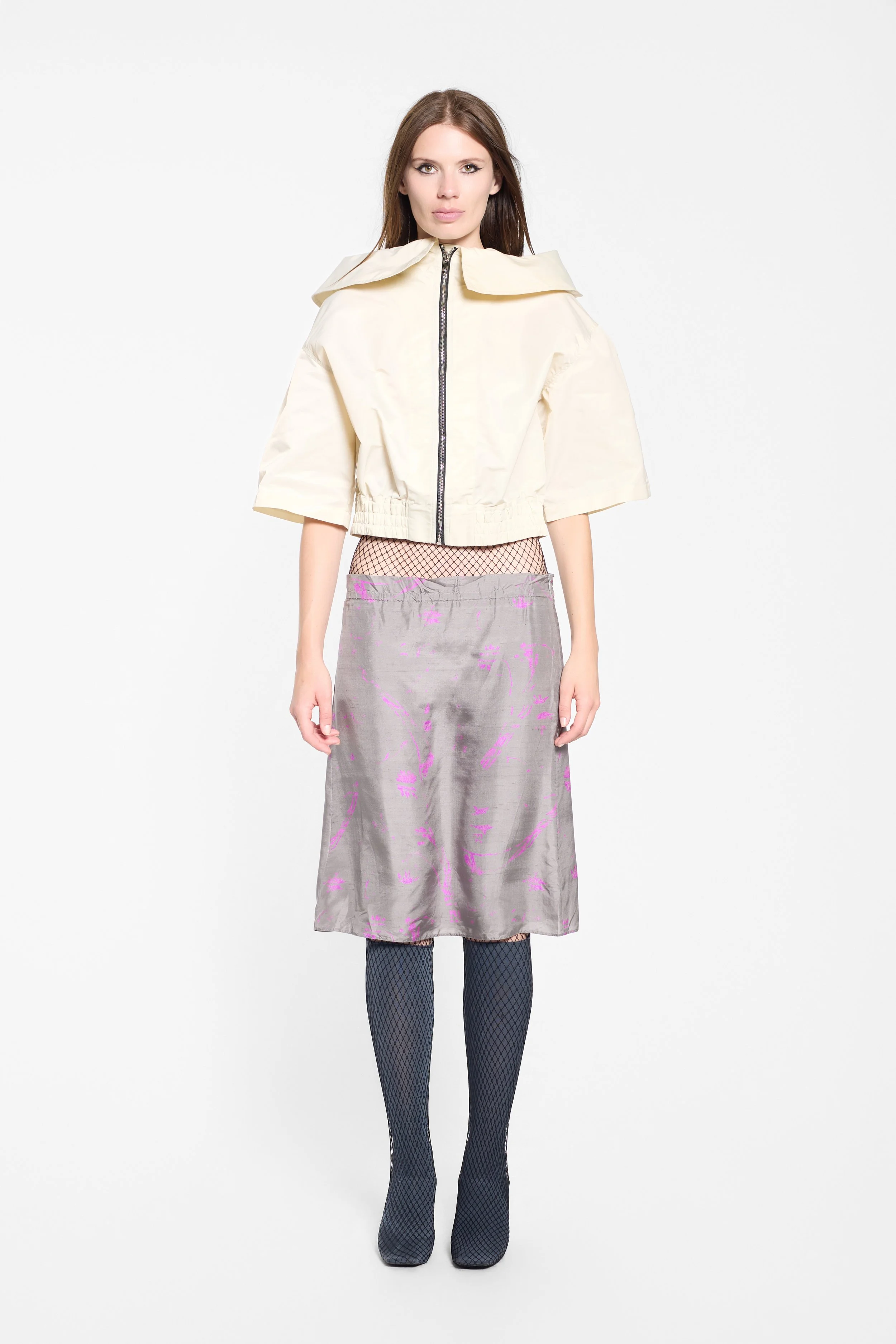 Rick Owens DRKSHDW asymmetric zip jacket, front view