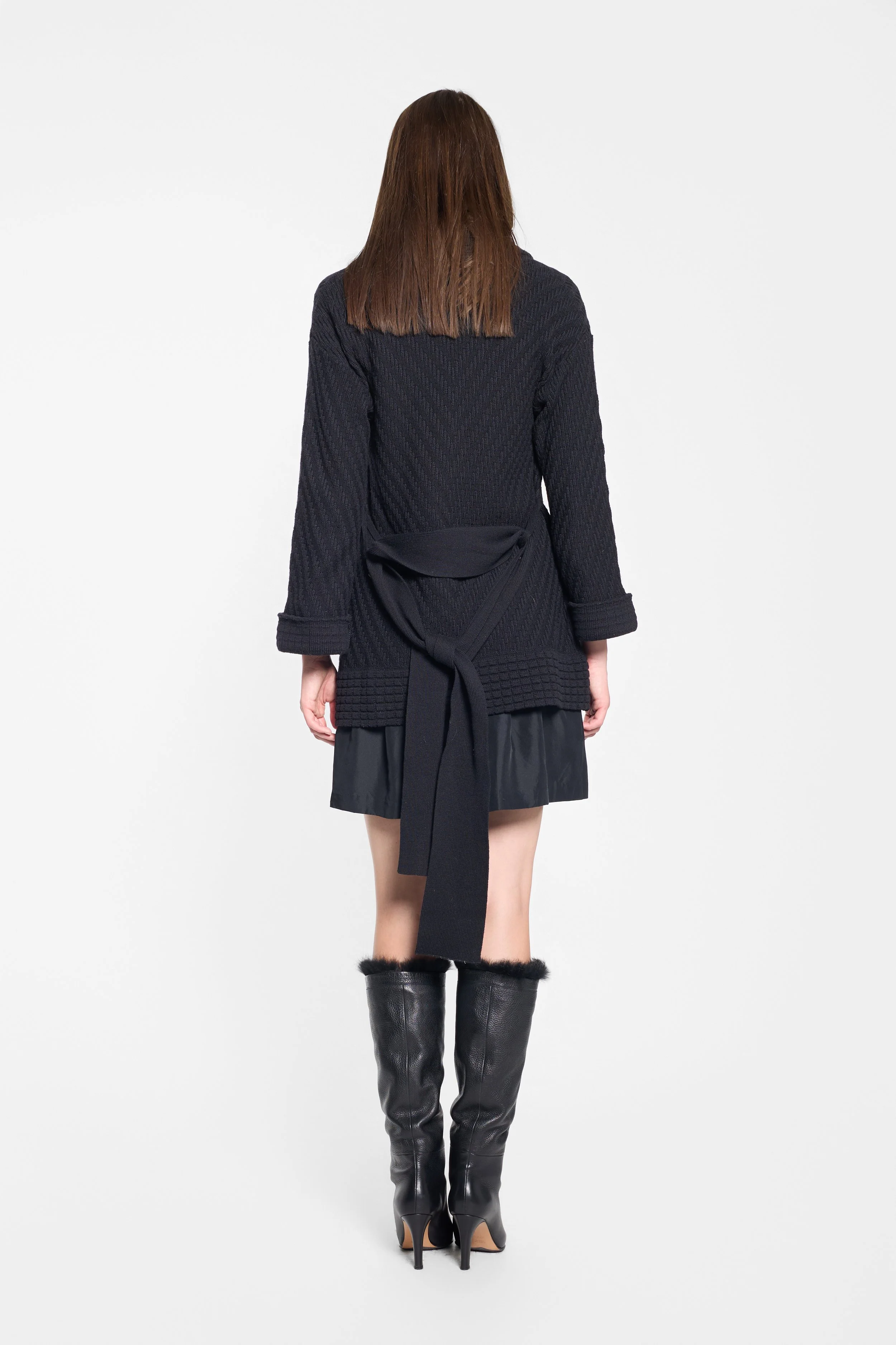 Back view of Sonia Rykiel black wool cashmere cardigan