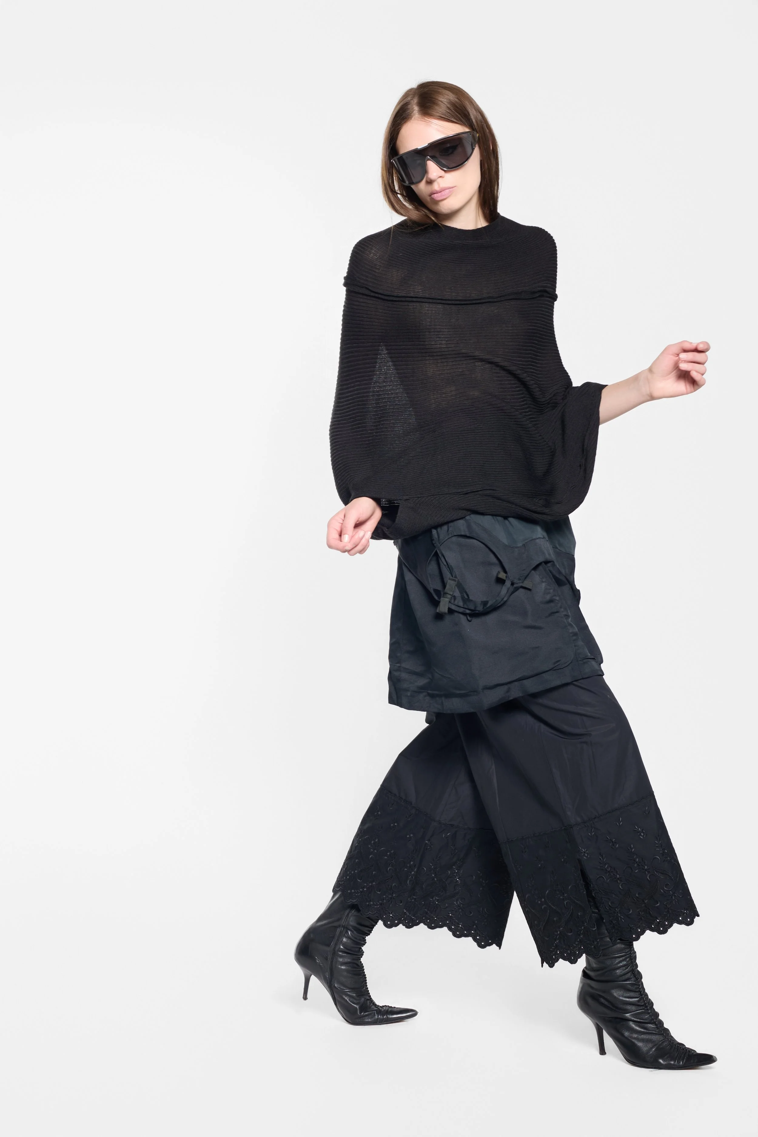 Simone Rocha wide-leg cotton trousers styled low-waisted on model
